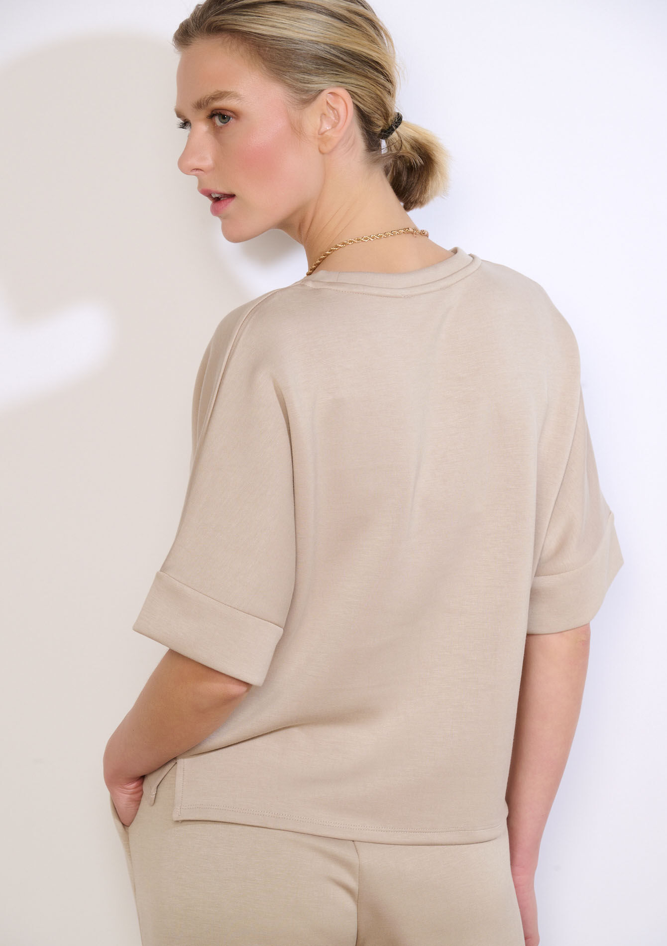 Modal T-shirt met ronde hals - TAUPE - 15100407_1021