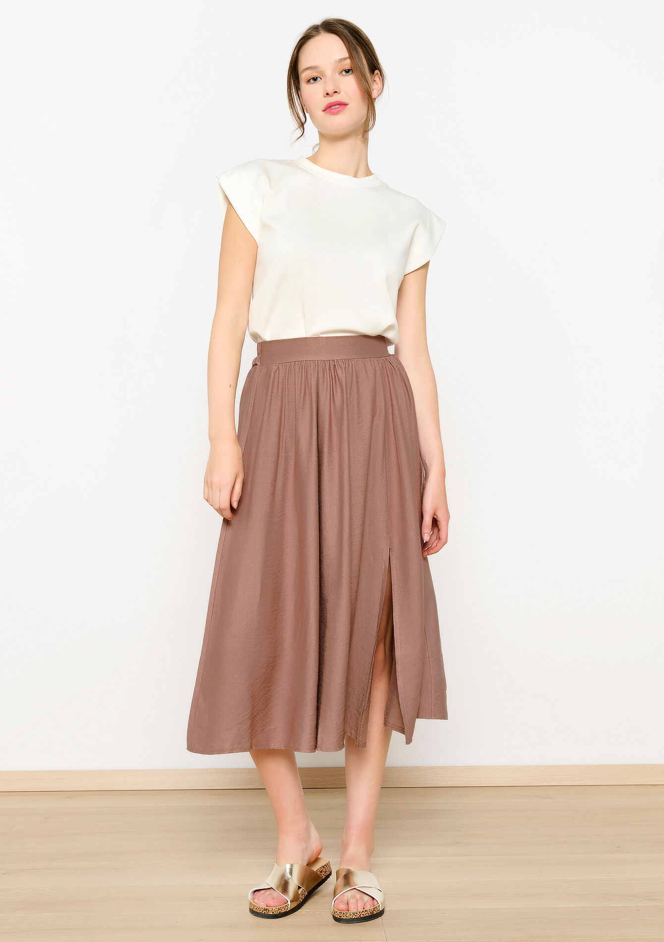 Uitlopende midirok, Uitlopende midirok - TAUPE - 07101245_1021