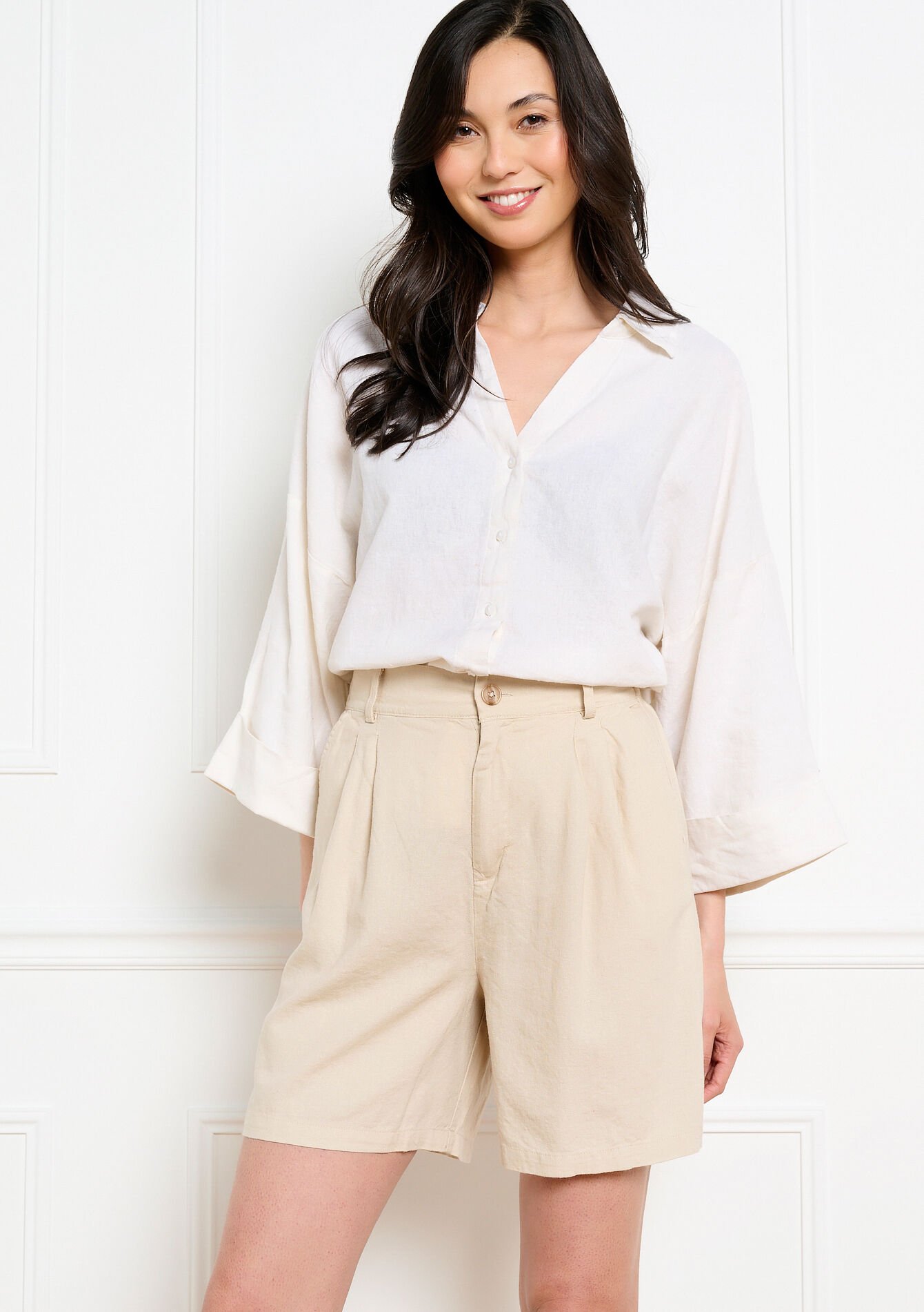 Short fluide ceinturé, Short fluide ceinturé - LT BEIGE - 06100754_2527