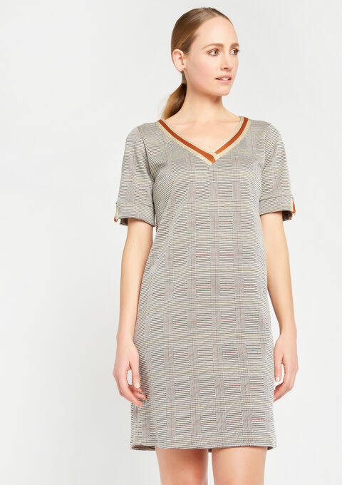 Rechte Jurk Met V Hals Print Lolaliza