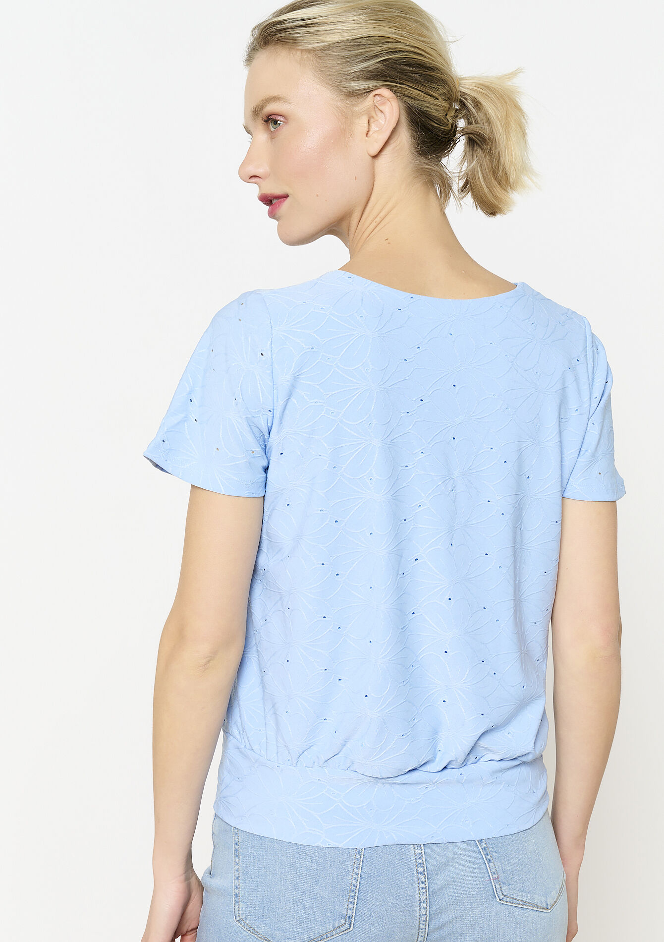 T-shirt brodé romantique, T-shirt brodé romantique - LT BLUE - 02301807_2519