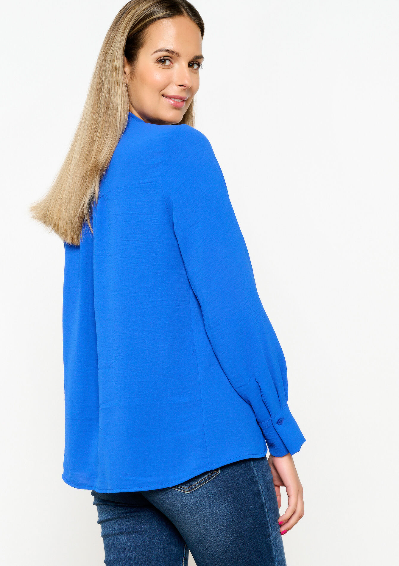 Blouse avec noeud, Blouse avec noeud - BLUE COBALT - 05702421_2925