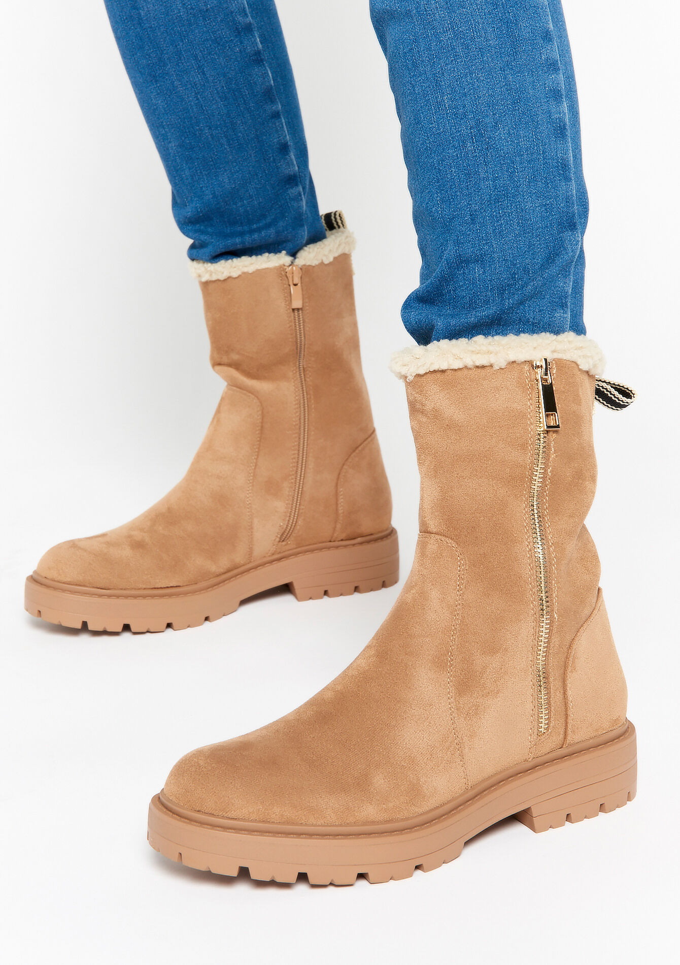 Suede lined boots - LIGHT CAMEL - 13100220_3814