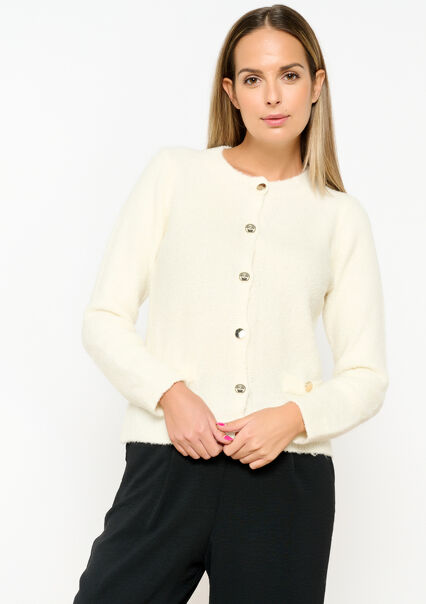 Cardigan with decorative buttons - OFFWHITE - 04101131_1001