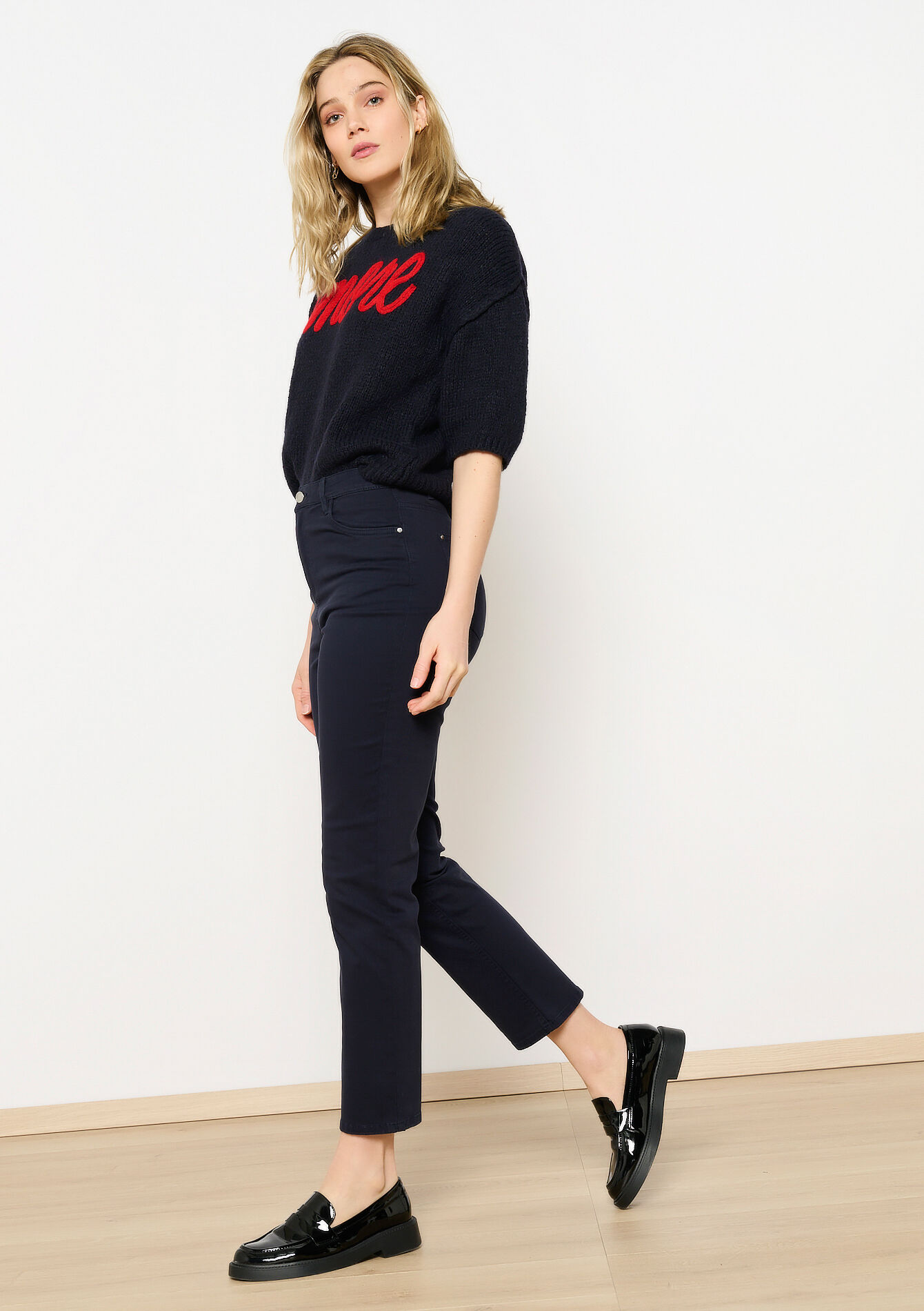 Broek met hoge taille, Broek met hoge taille - NAVY BASIC - 06004556_2723