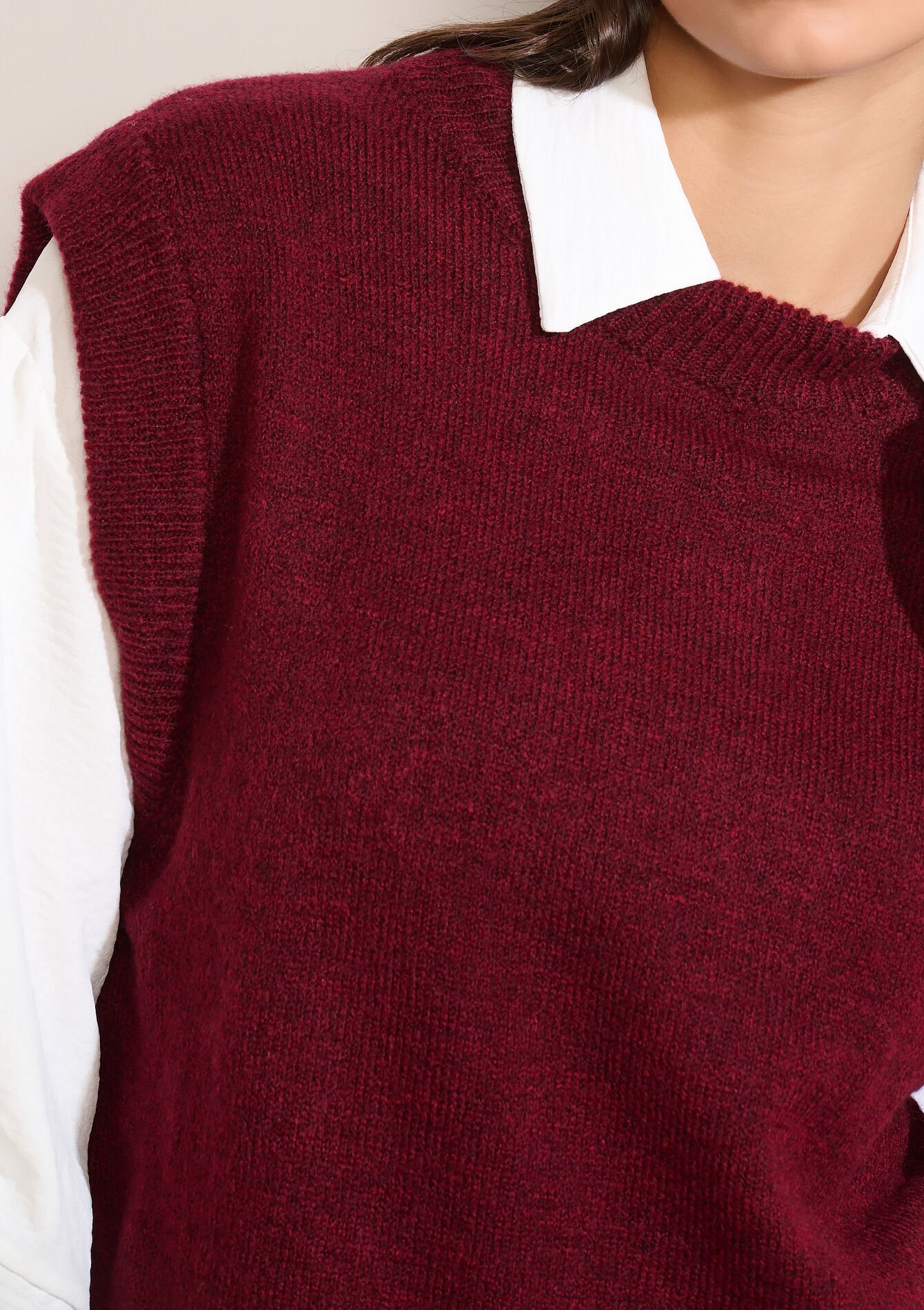 Mouwloze gebreide trui, Mouwloze gebreide trui - LT GREY - 04007086