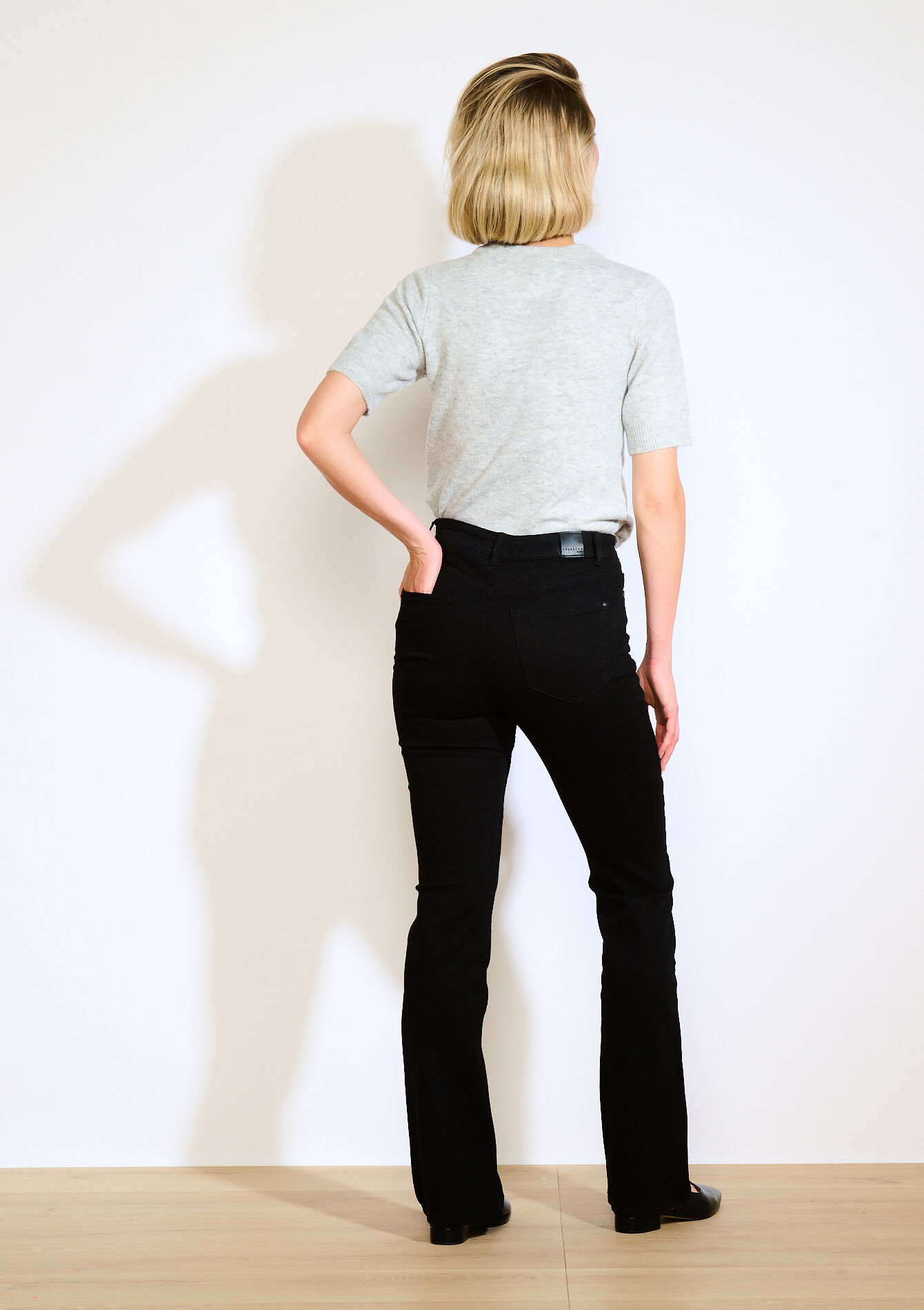 Bootcut jeans met hoge taille, Bootcut jeans met hoge taille - BLACK - 22000595_1119