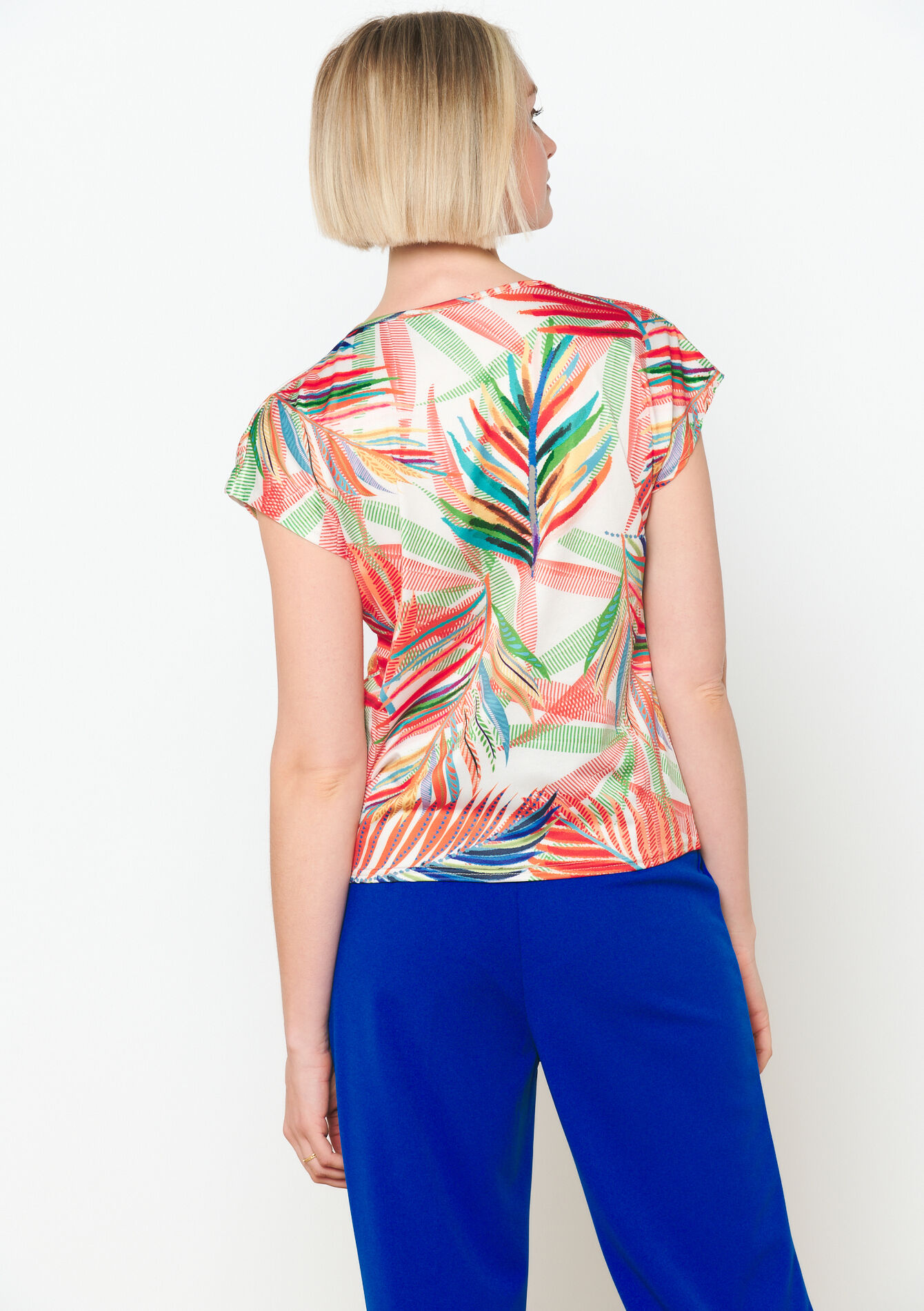 T-shirt tropische print, T-shirt tropische print - ORANGE BRIGHT - 1105624