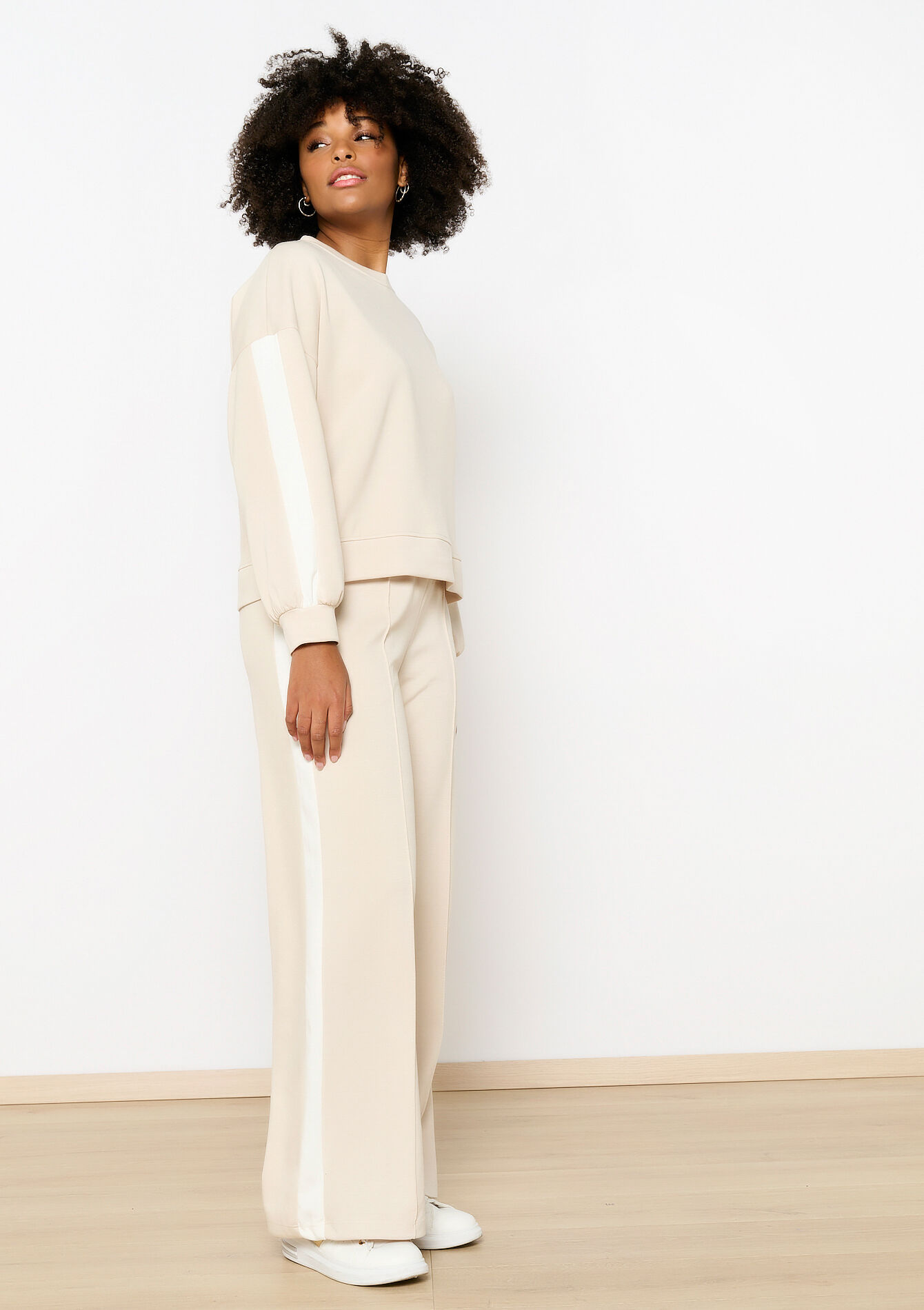 Sweatshirt with stripe - LT BEIGE - 15100321_2527