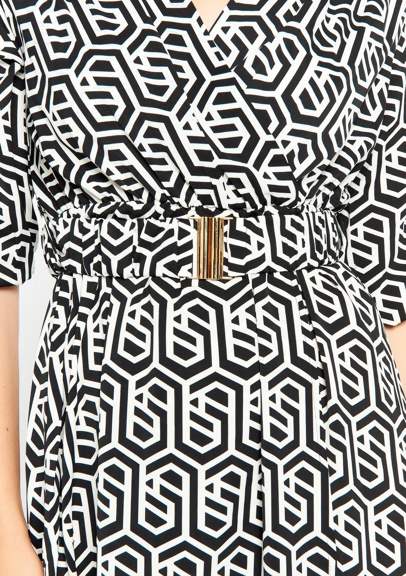 Maxi dress with graphic print - BLACK - 08602171_1119