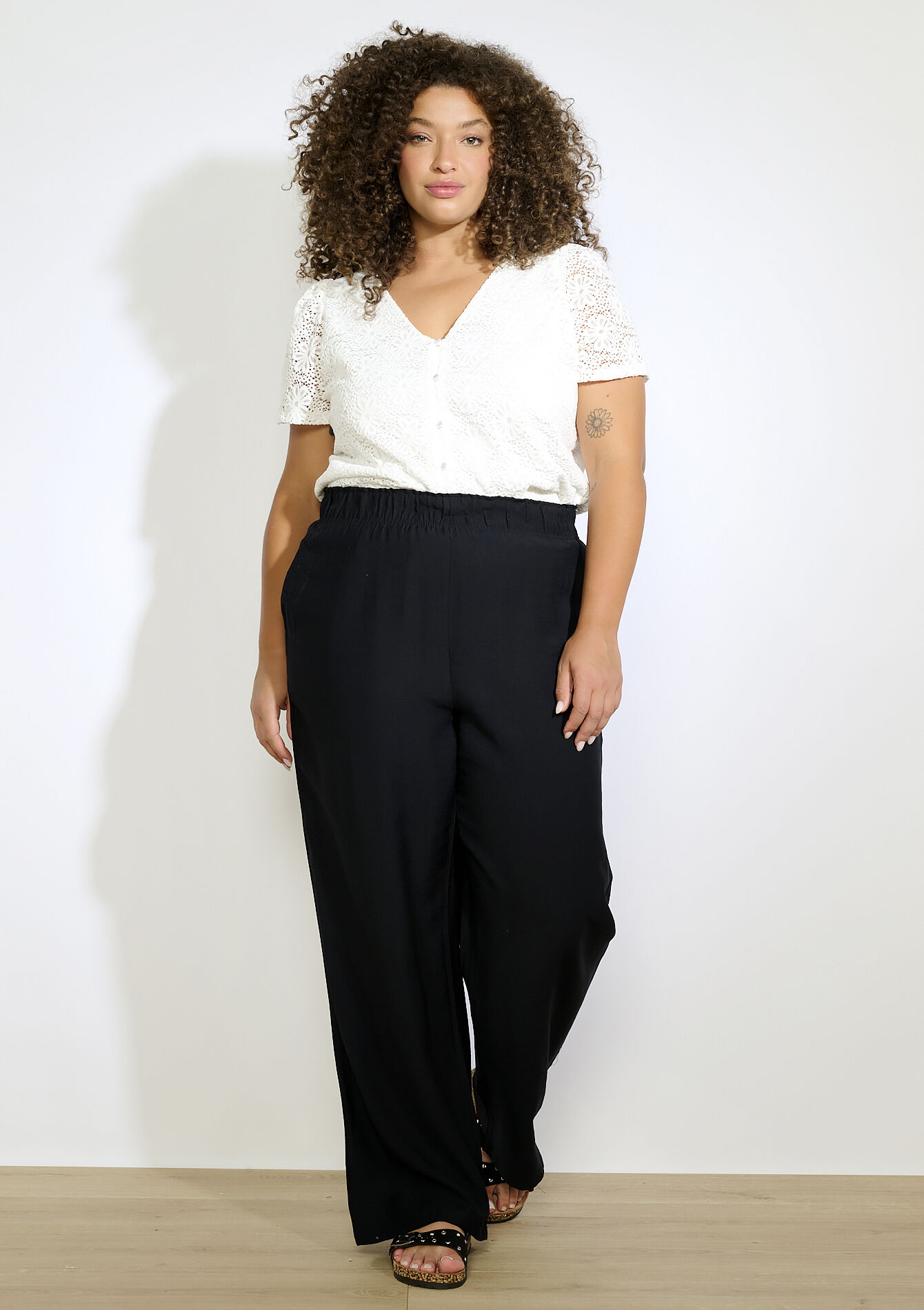 Losvallende wijde broek, Losvallende wijde broek - BLACK - 06600927_1119