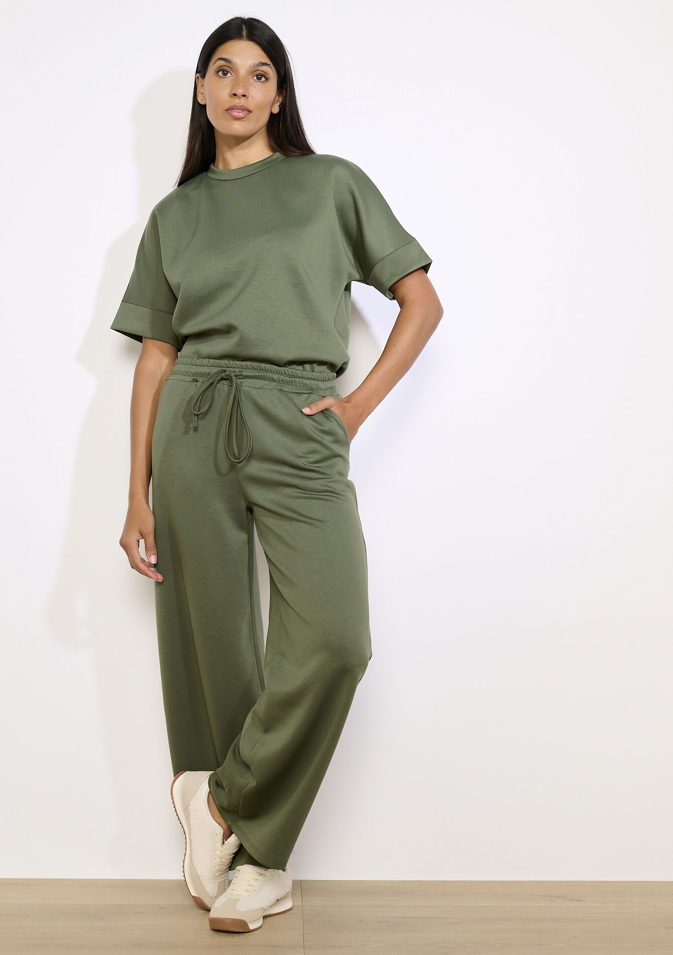 Pantalon large en jersey, Pantalon large en jersey - KHAKI FADED - 15100384_4326