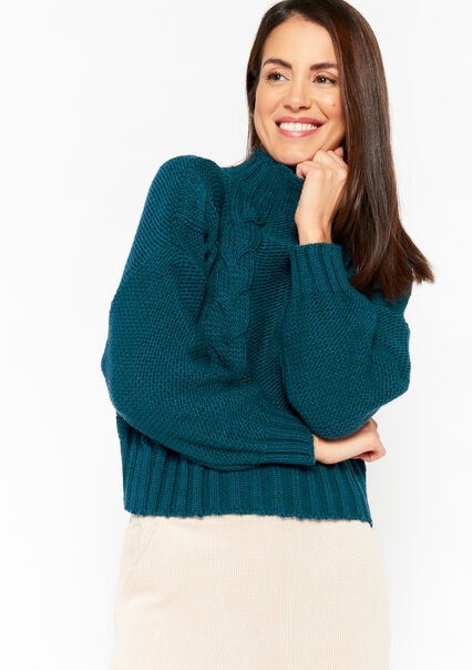 Cable-knit pullover - BLUE DUCK - 04006068_2922