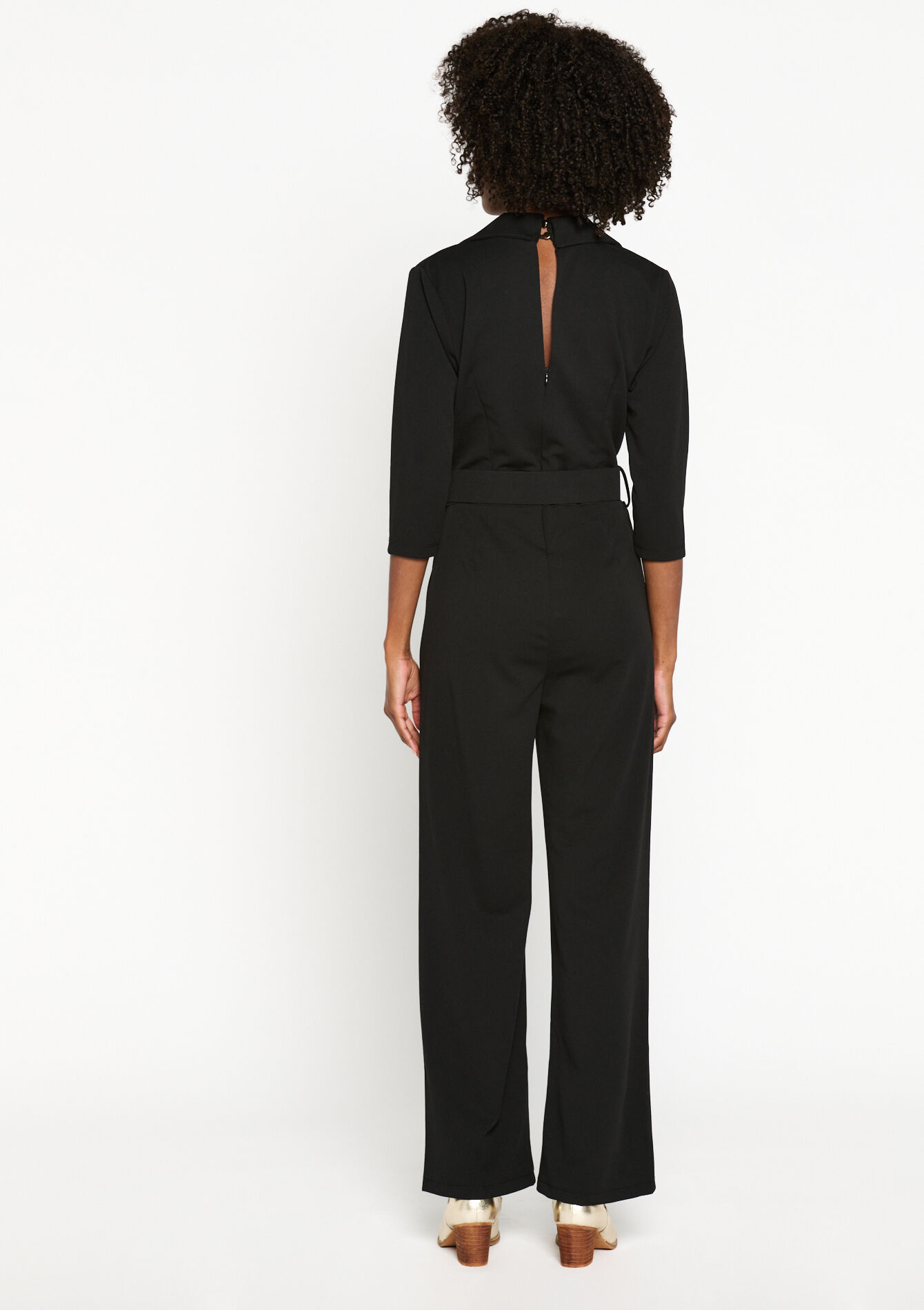 Jumpsuit with collar - BLACK - 06004468_1119