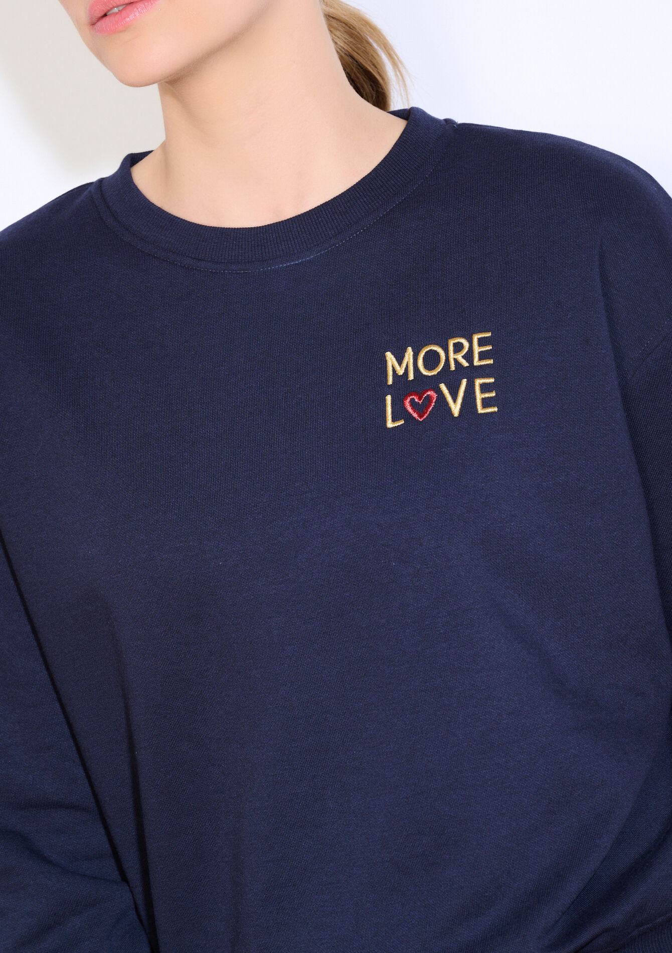 Oversized sweatshirt met borduursel, Oversized sweatshirt met borduursel - NAVY BASIC - 03001766_2723