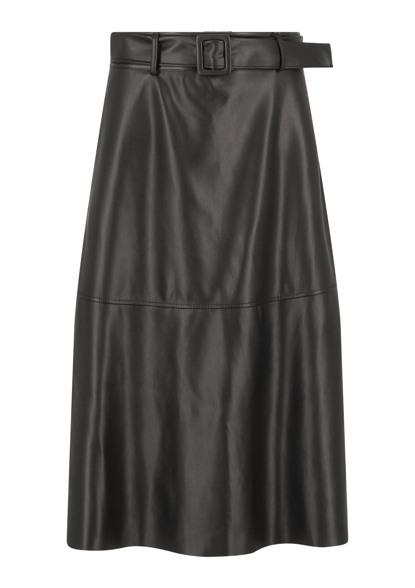 Jupe mi-longue en similicuir - BLACK - 07101164_1119