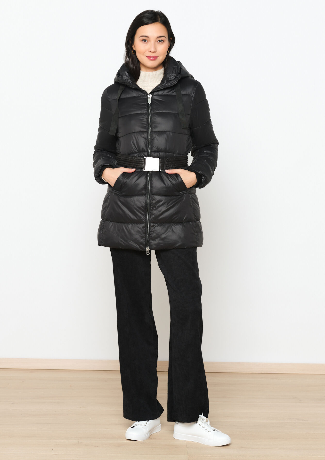 Quilted coat with hood, Quilted coat with hood - BLACK - 23000667_1119