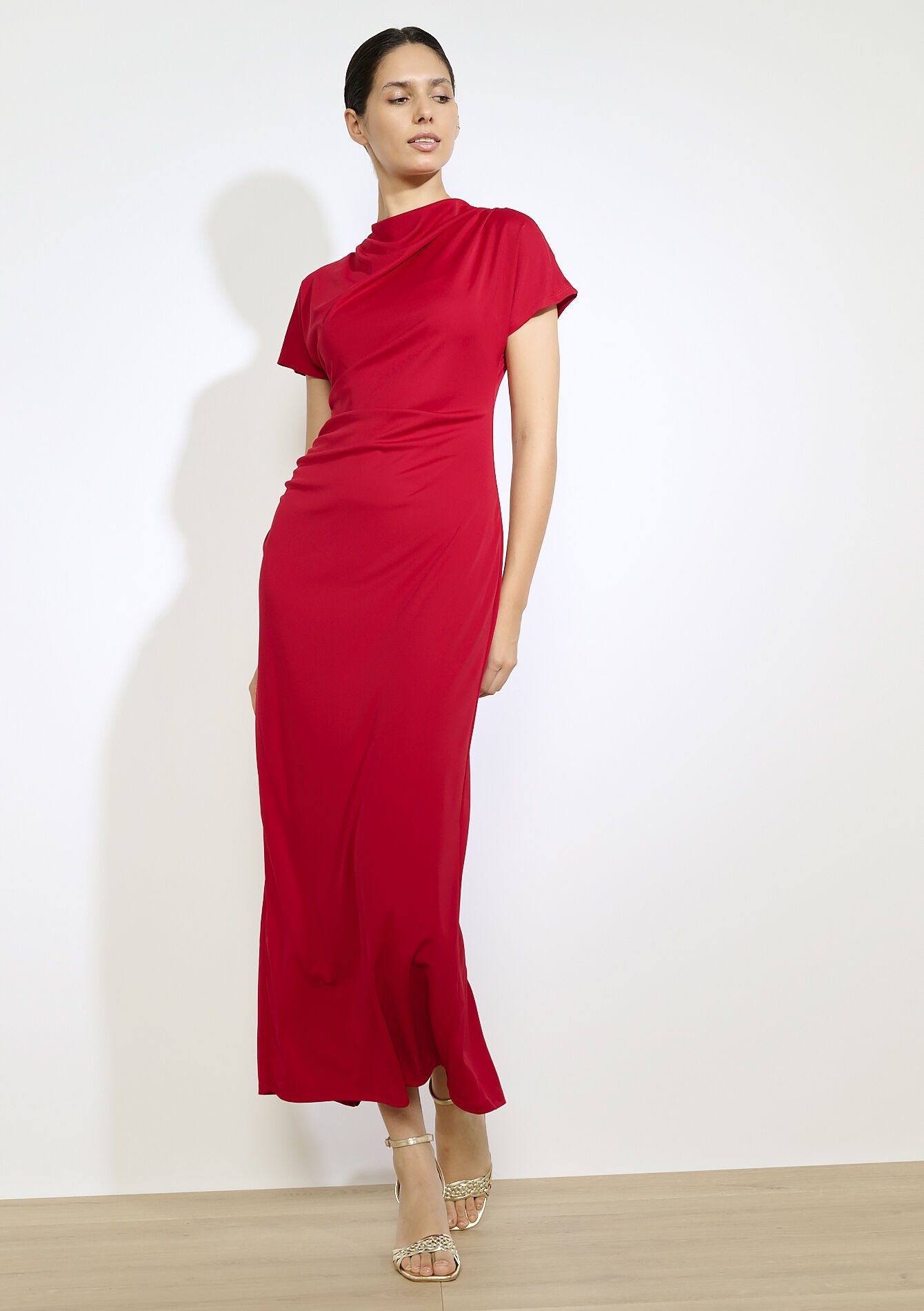 Robe longue drapée, Robe longue drapée - VIOLINE - 08104200