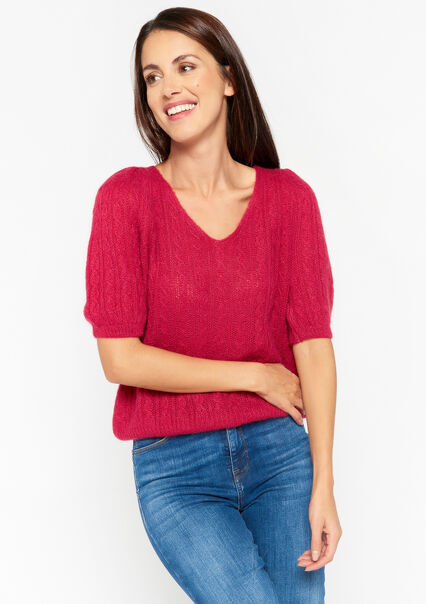 Short-sleeved pullover - RED FRAMBOISE - 04006003_1496