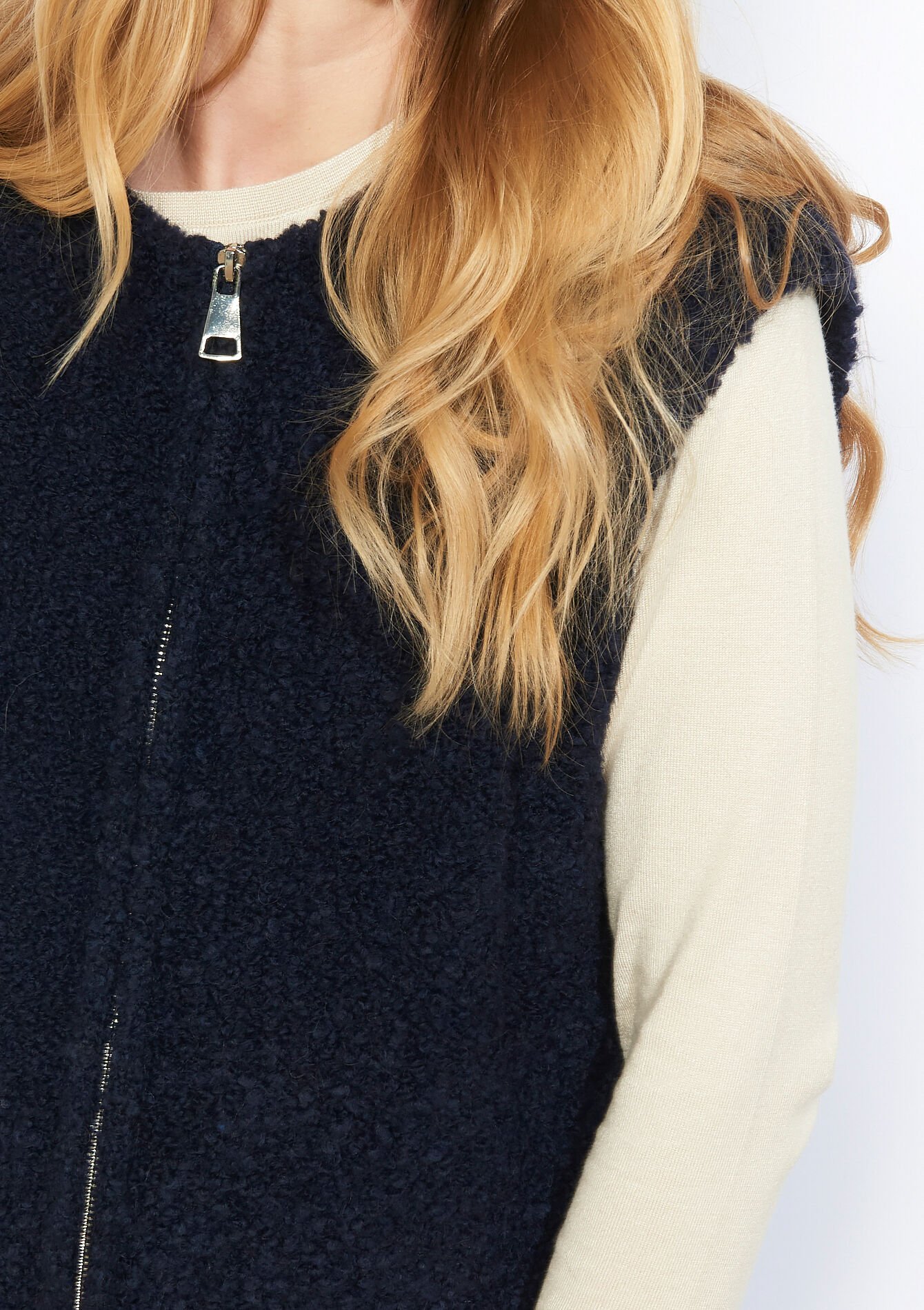 Gilet zippé effet moutonné - NAVY BASIC - 04101443_2723