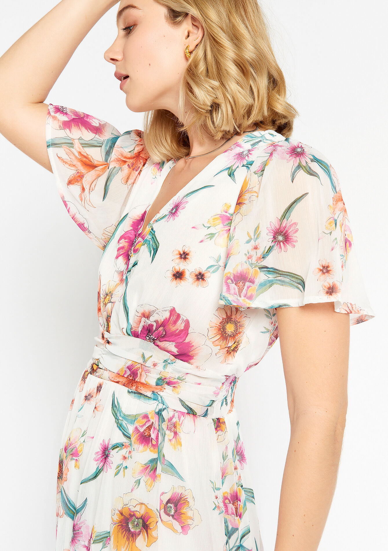 Robe longue à imprimé fleuri, Robe longue à imprimé fleuri - OFFWHITE - 08602026_1001