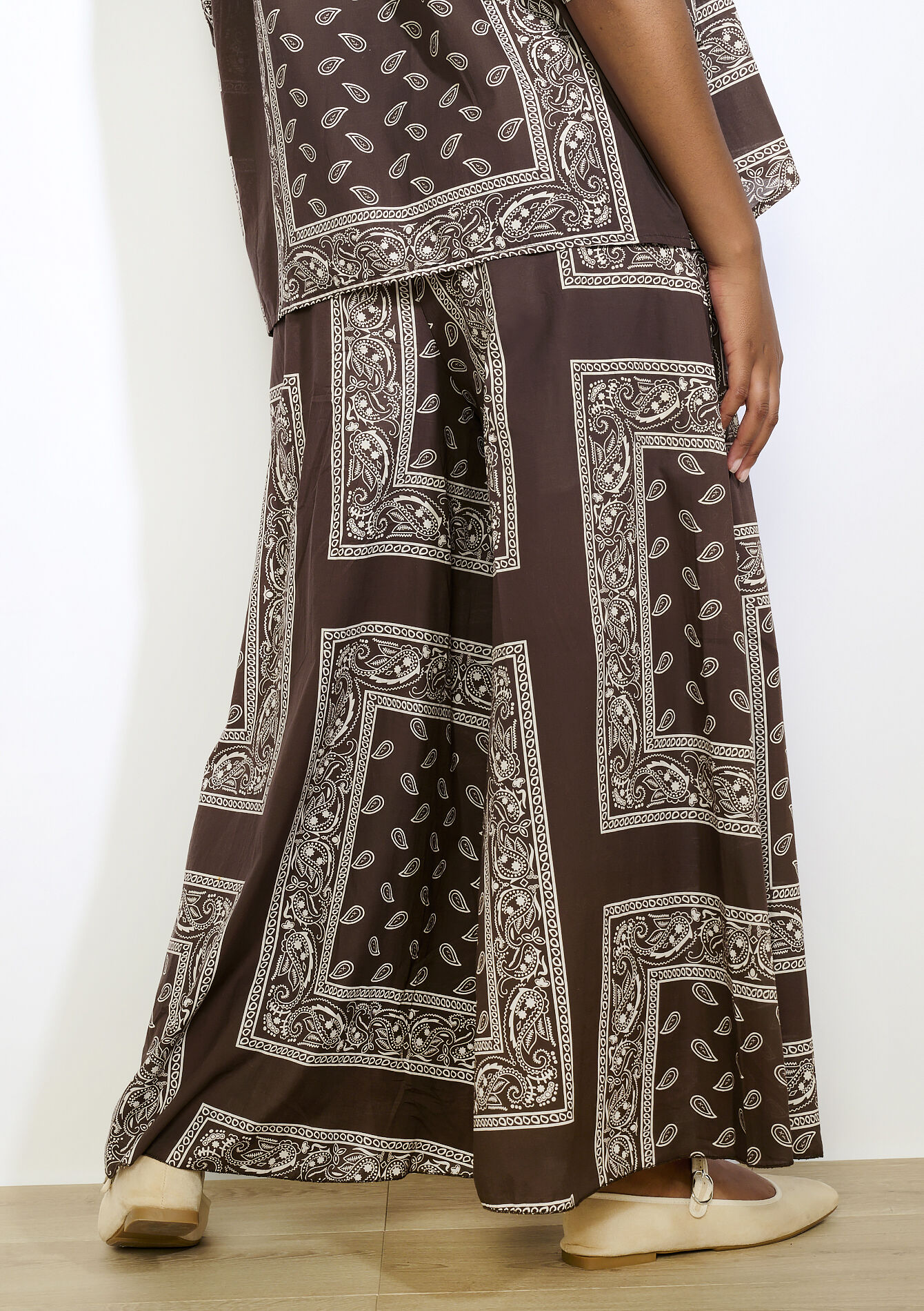 Pantalon bohème imprimé - BROWN DARK CHOCOLATE - 06601036_3720