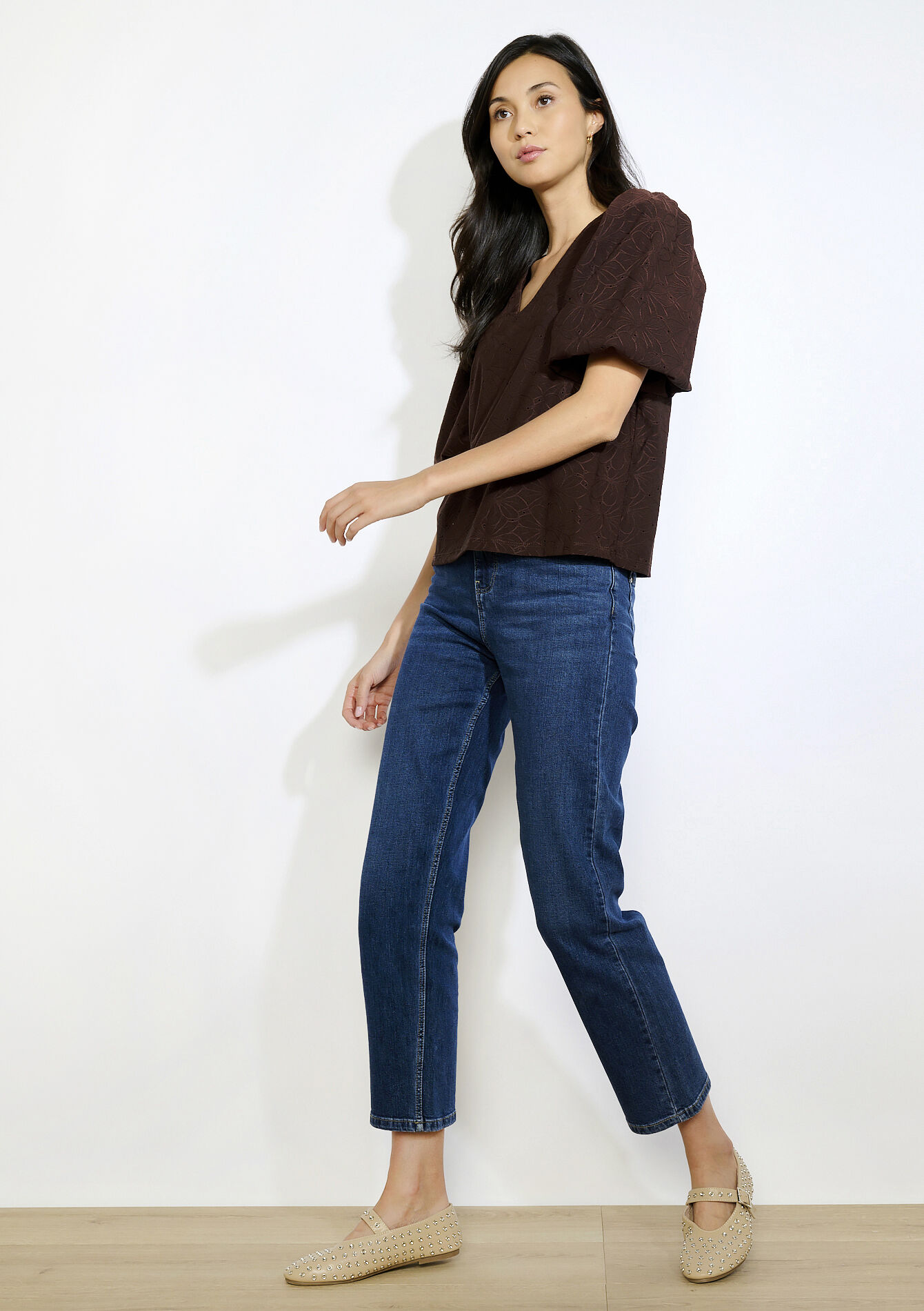 Top met pofmouwen, Top met pofmouwen - BROWN DARK CHOCOLATE - 02301892_3720