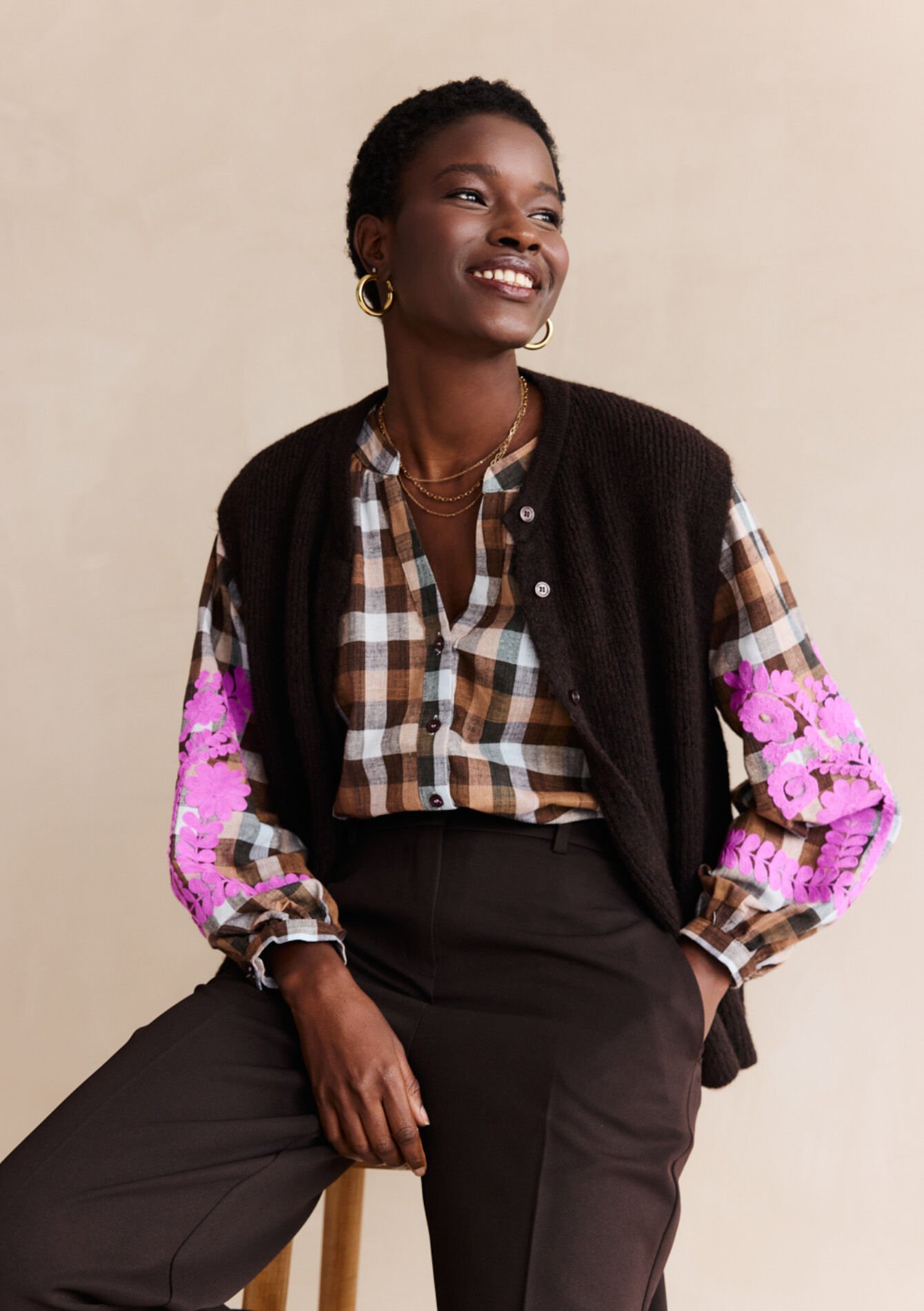 Soft sleeveless vest, , back