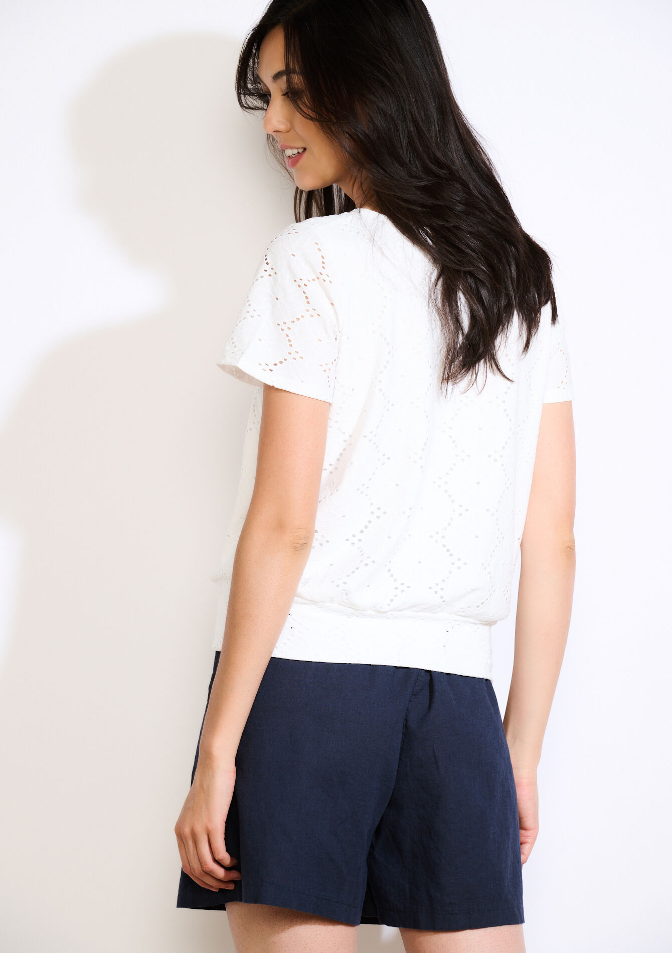 Romantische broderie t-shirt, Romantische broderie t-shirt - OPTICAL WHITE - 02301807_1019