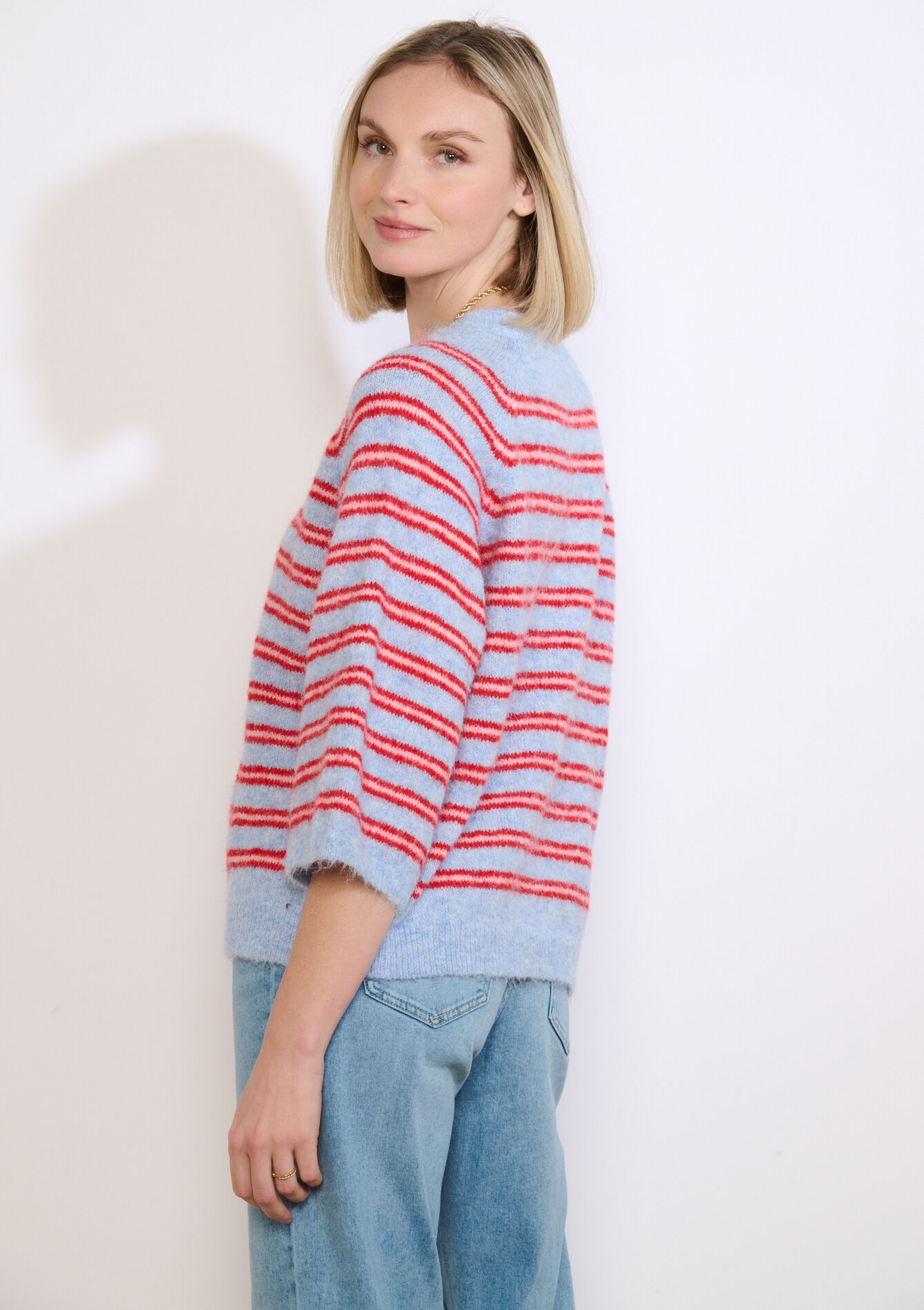 Zachte gestreepte trui - LT BLUE - 04007197_2519