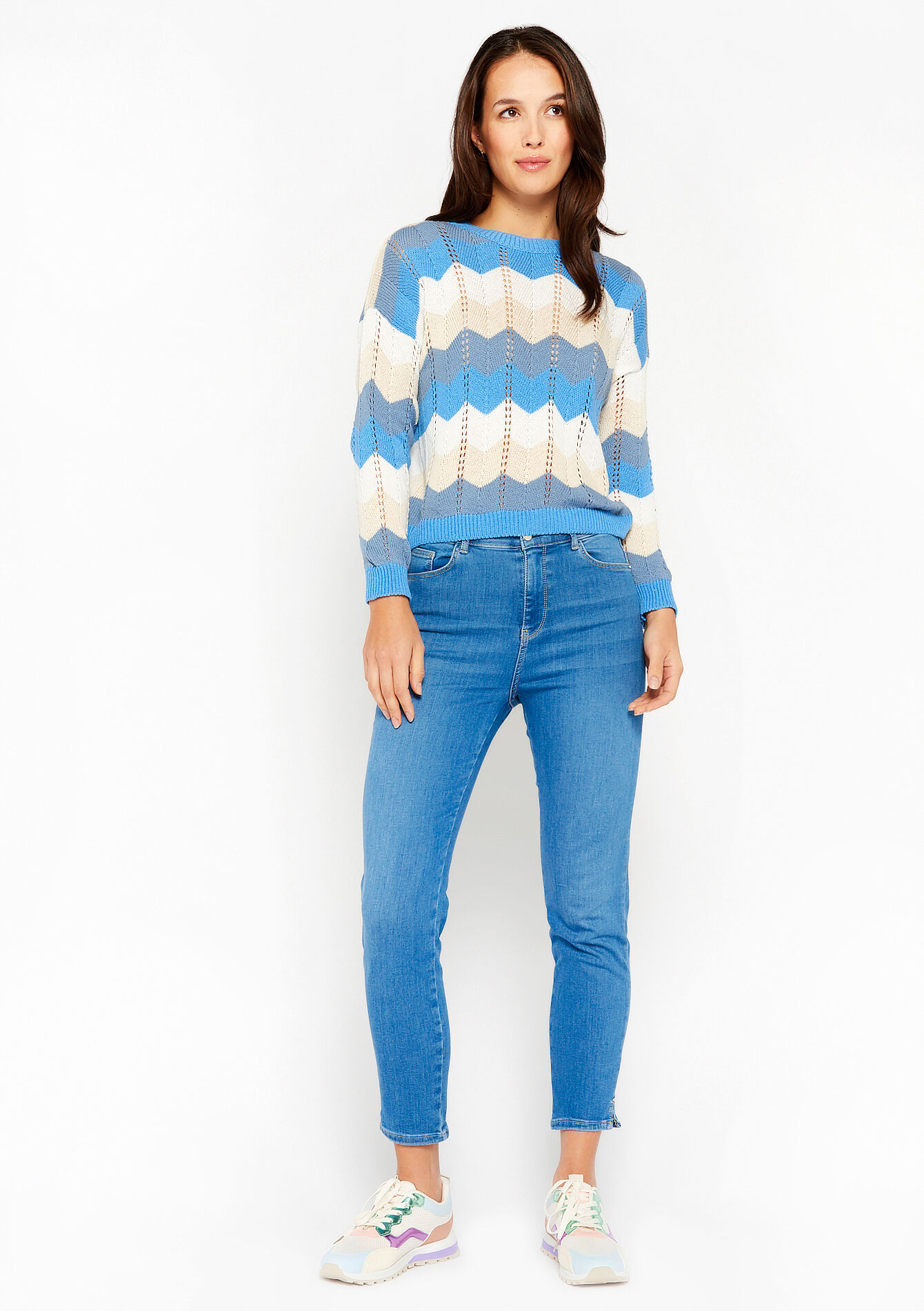 Pullover with zigzag pattern - ELECTRIC BLUE - 04006101_1619