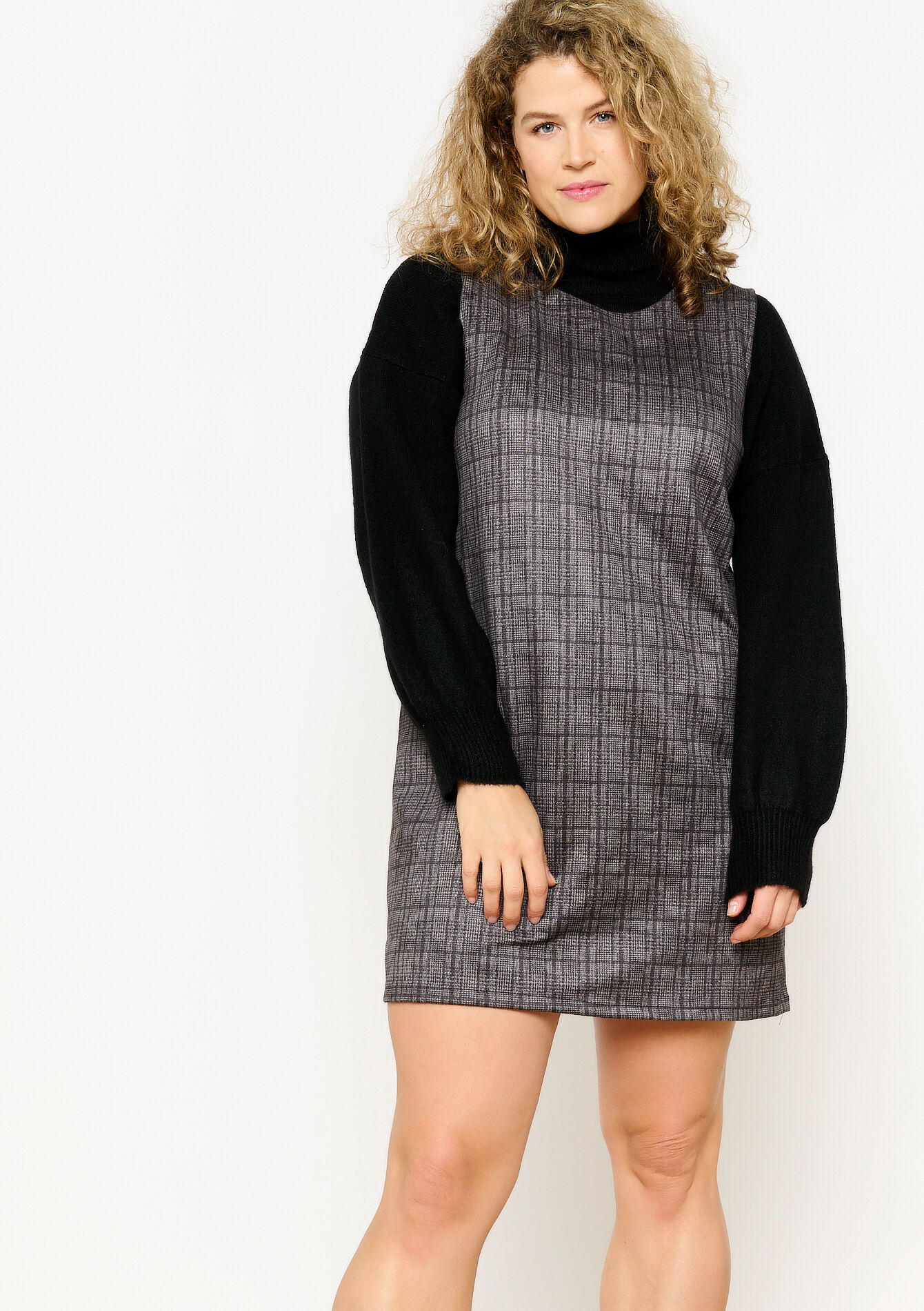Checked boxy dress, Checked boxy dress - DK GREY MEL - 08103941