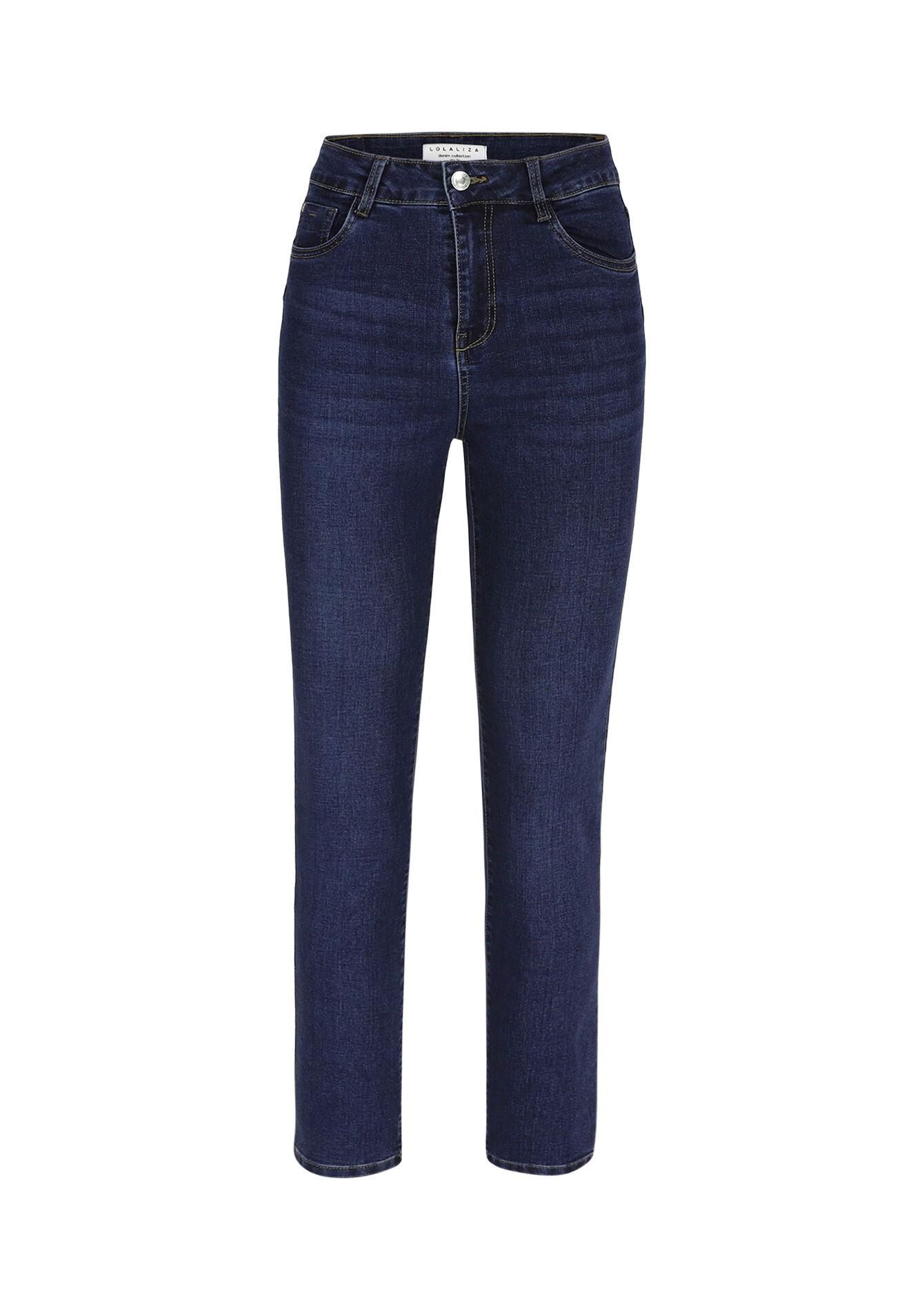 Slim jeans met hoge taille - DARK BLUE - 22000588_0501