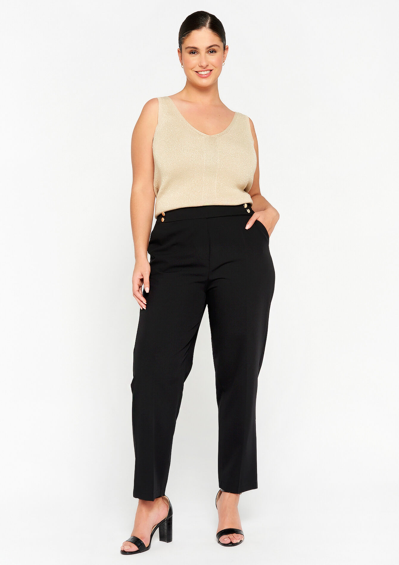 Trousers with cigarette cut, Trousers with cigarette cut - BLACK - 06600737_1119