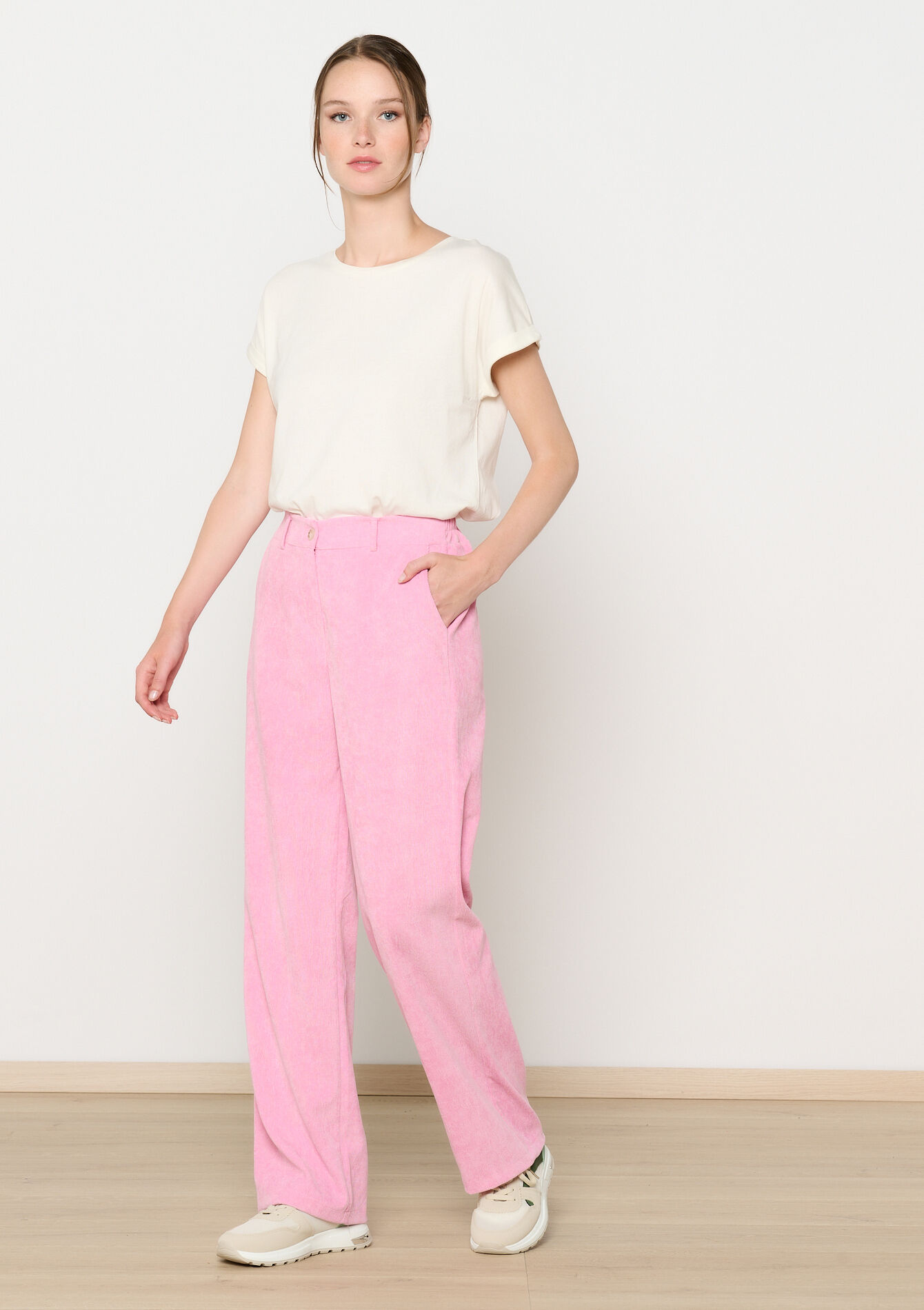 Trousers in baby corduroy, Trousers in baby corduroy - PINK BUBBLEGUM - 06600899_1477