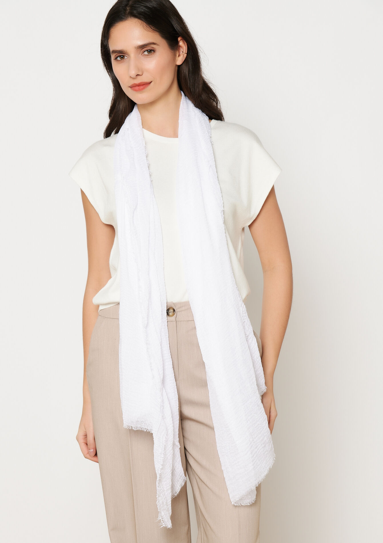Plain scarf, Plain scarf - OPTICAL WHITE - 17101257_1019