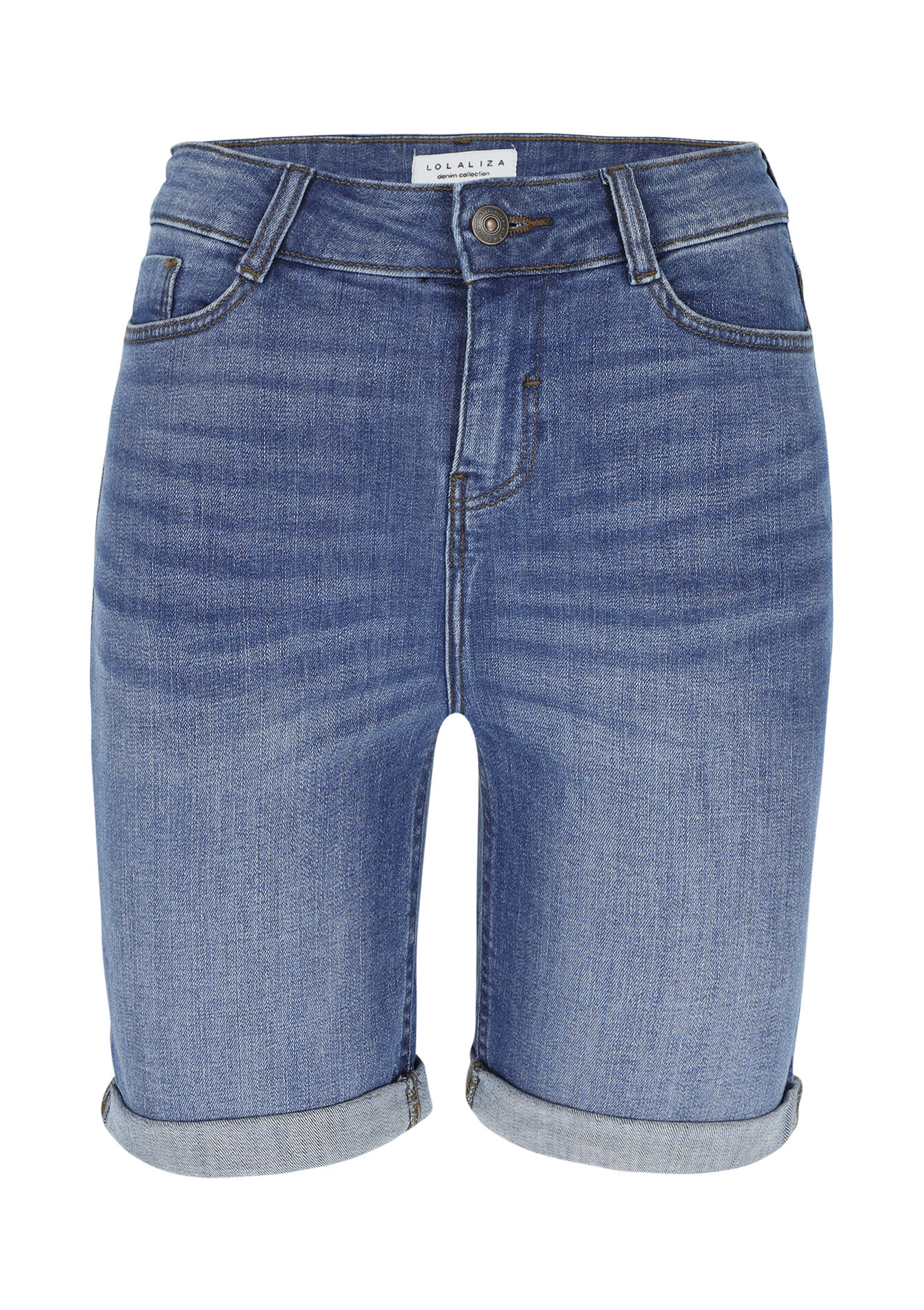 Long denim shorts - MEDIUM BLUE - 22000516_0500