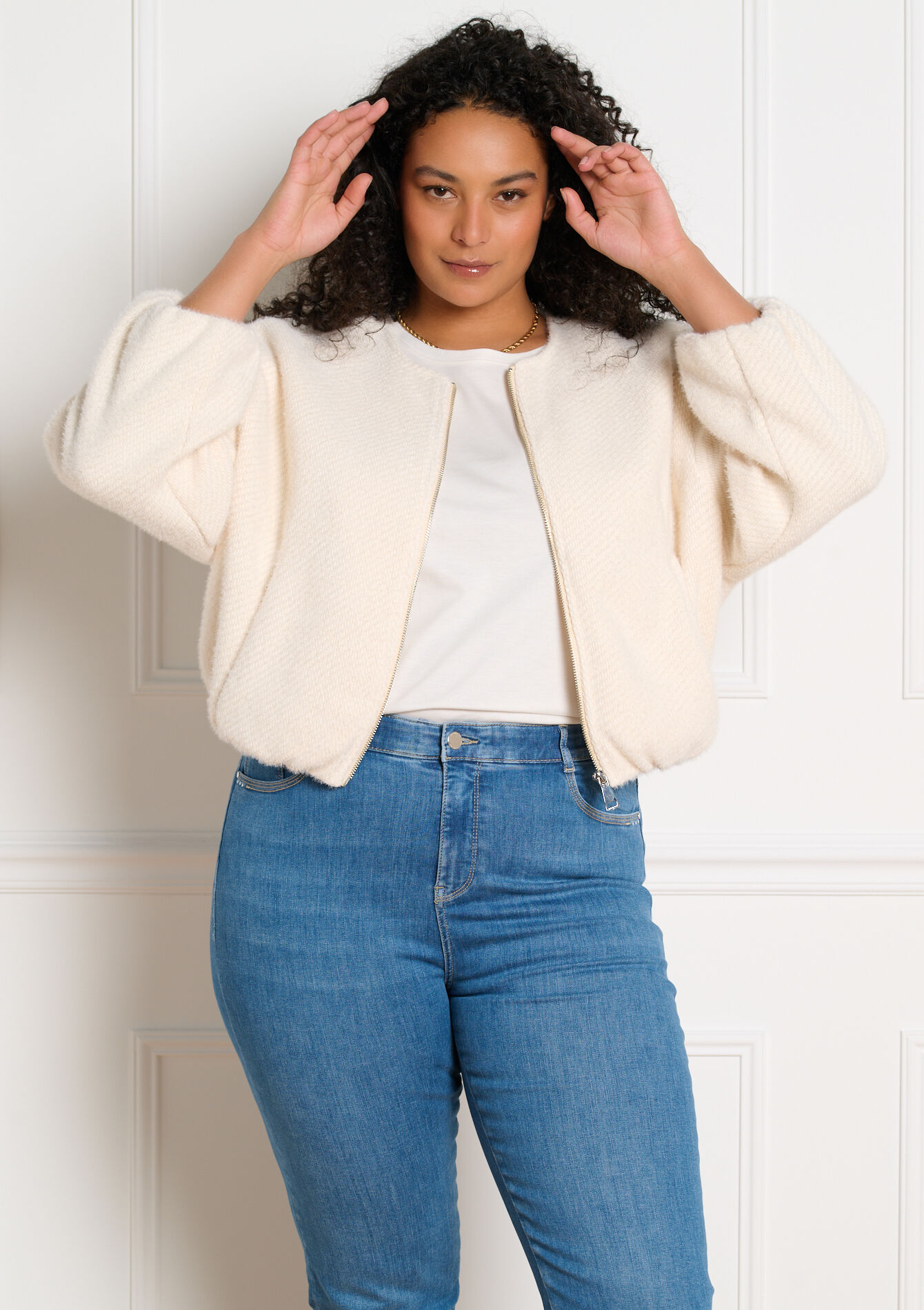 Textuur vest met rits, , back