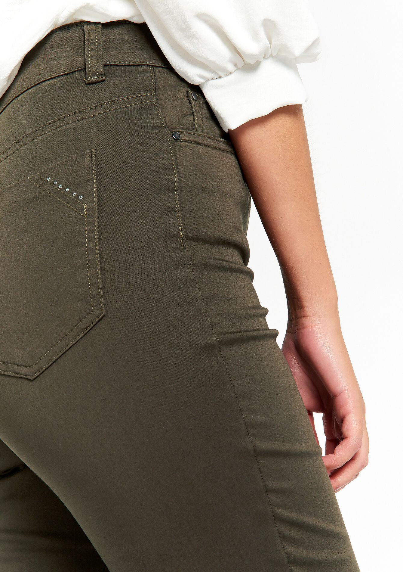 High-waisted skinny trousers, High-waisted skinny trousers - KHAKI DARKY - 1067192