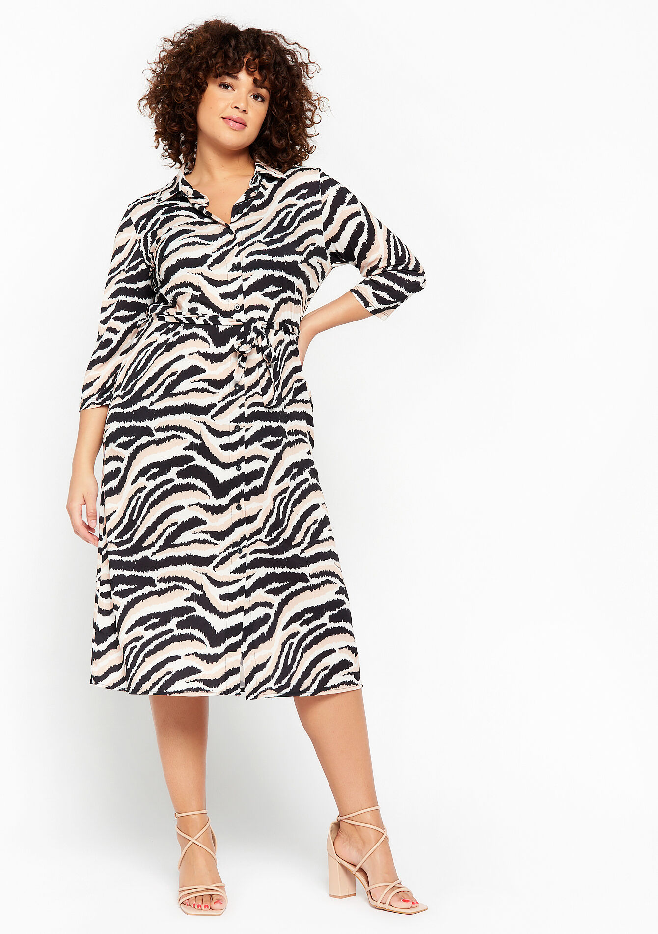 Hemdjurk met zebraprint, Hemdjurk met zebraprint - BLACK - 08103187