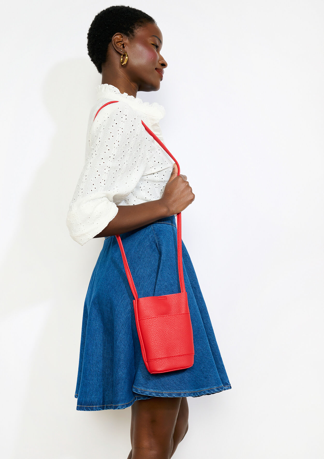 Textuur mini schoudertas, Textuur mini schoudertas - RED FRAMBOISE - 14002014_1496