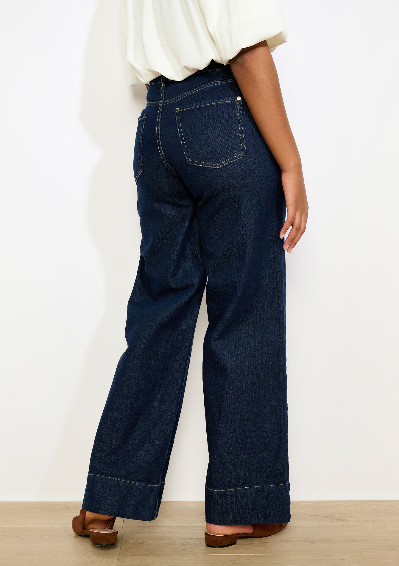 Jean large à surpiqûres - DARK BLUE - 22000657_0501