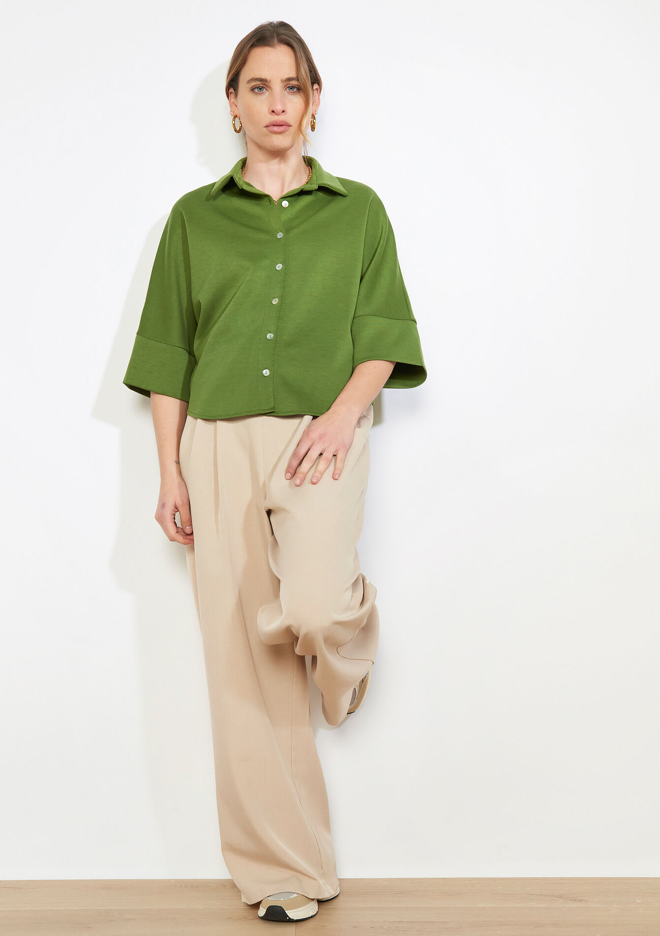 Losvallend overhemd - OLIVE KAKHI - 02301996_1884