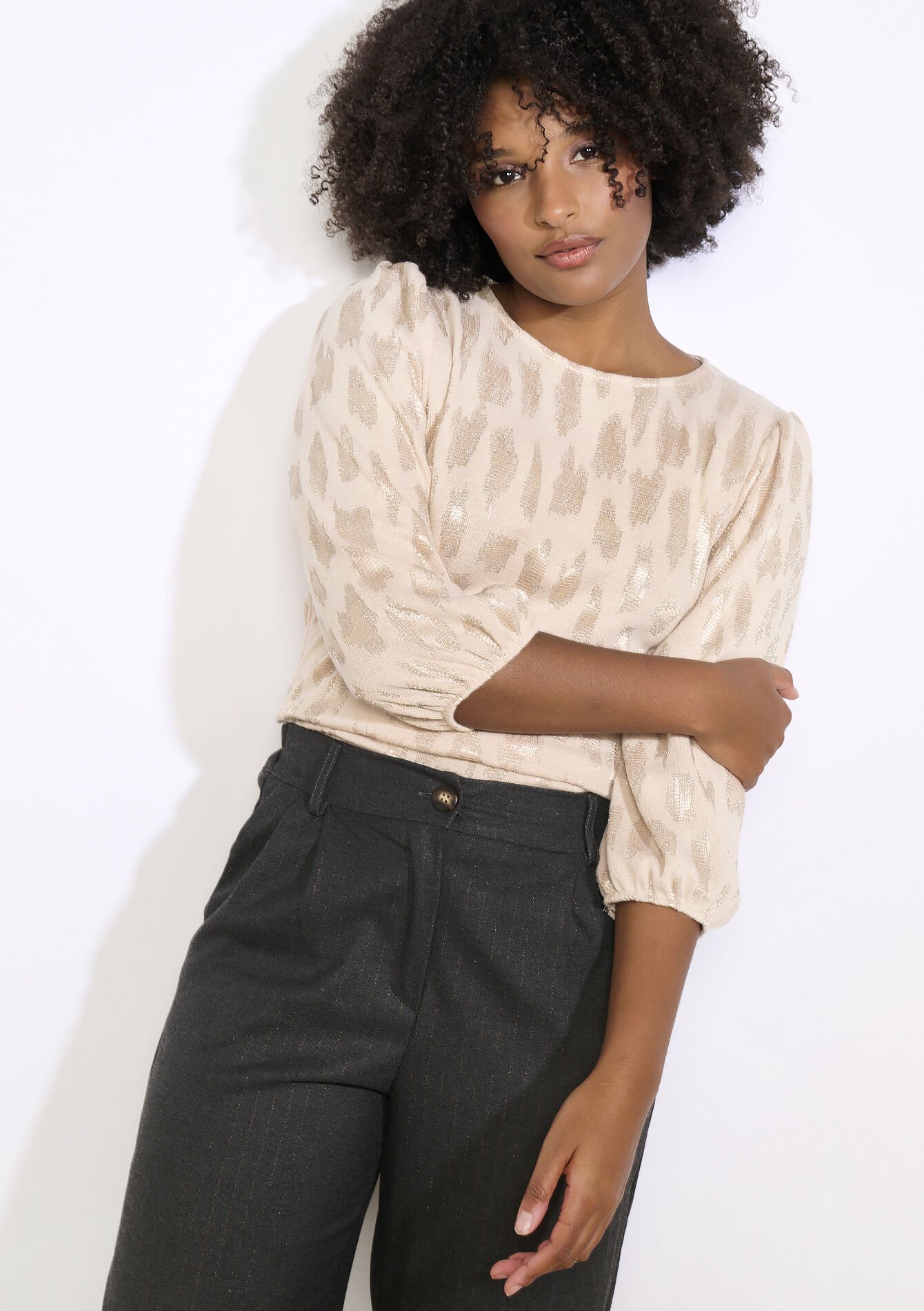 Blouse fluide texturée - NUDE PINK - 02301967