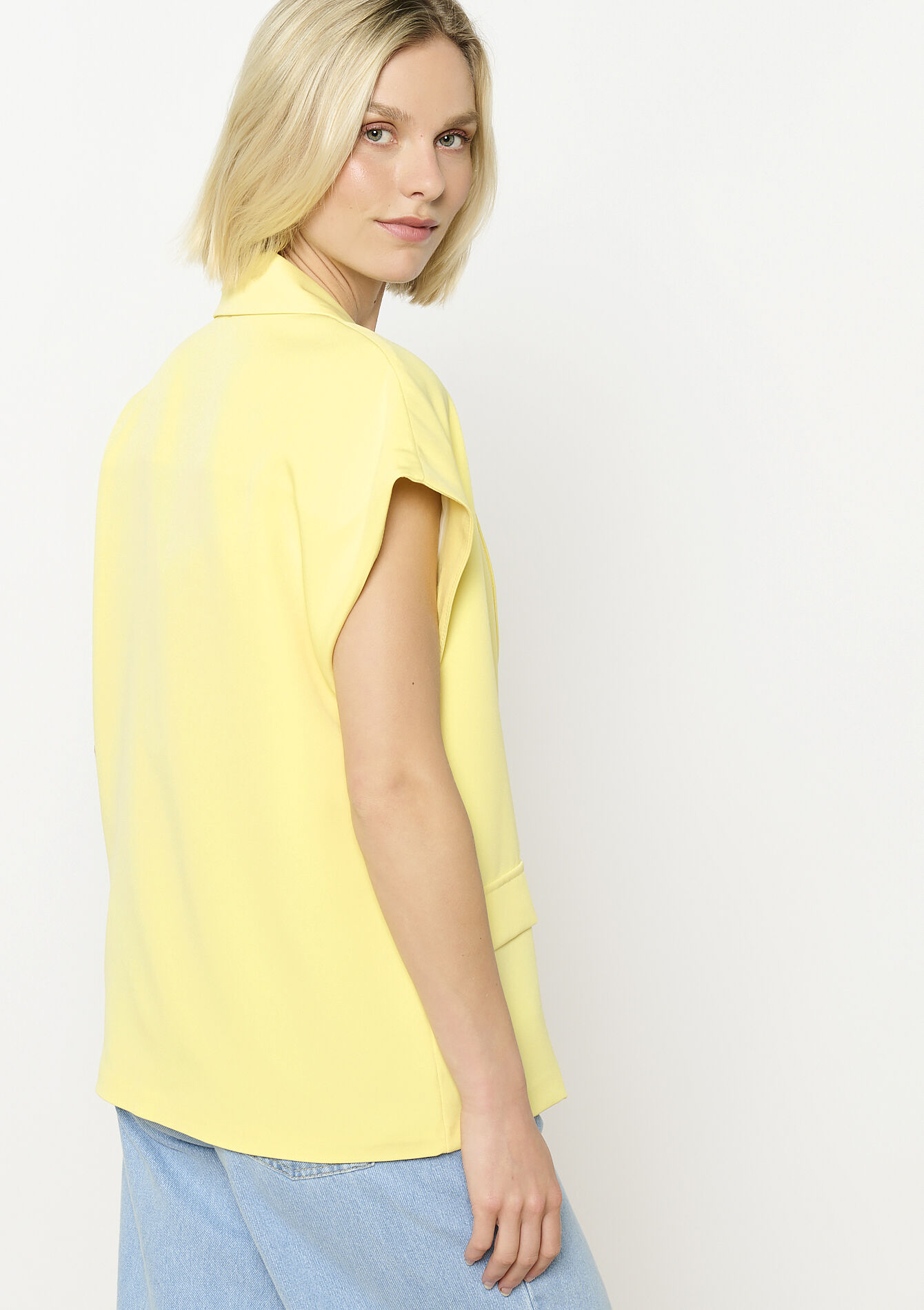 Veste blazer à manches courtes, Veste blazer à manches courtes - YELLOW PASTEL - 09101066_5004