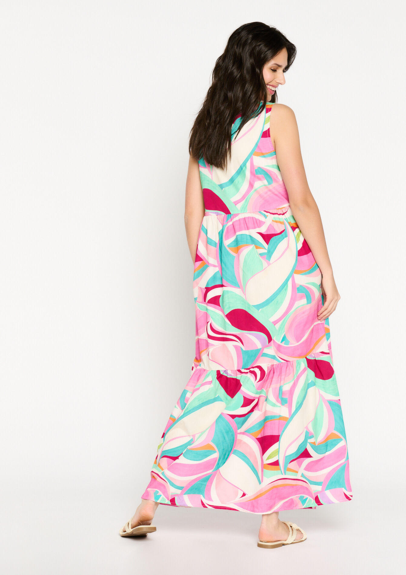 Maxi dress with graphic print, Maxi dress with graphic print - FUCHSIA - 08602058_5626