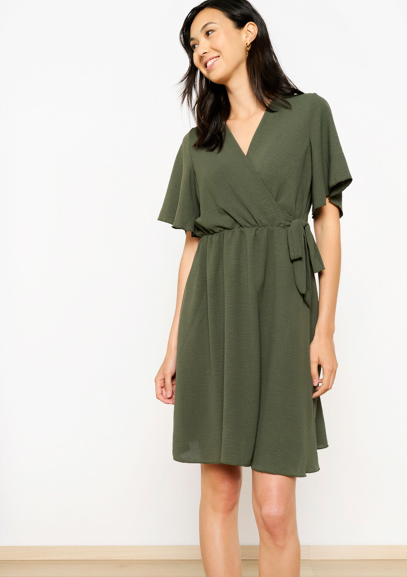 Wikkeljurk met vlindermouwen, Wikkeljurk met vlindermouwen - KHAKI ARMY - 08103522_4314