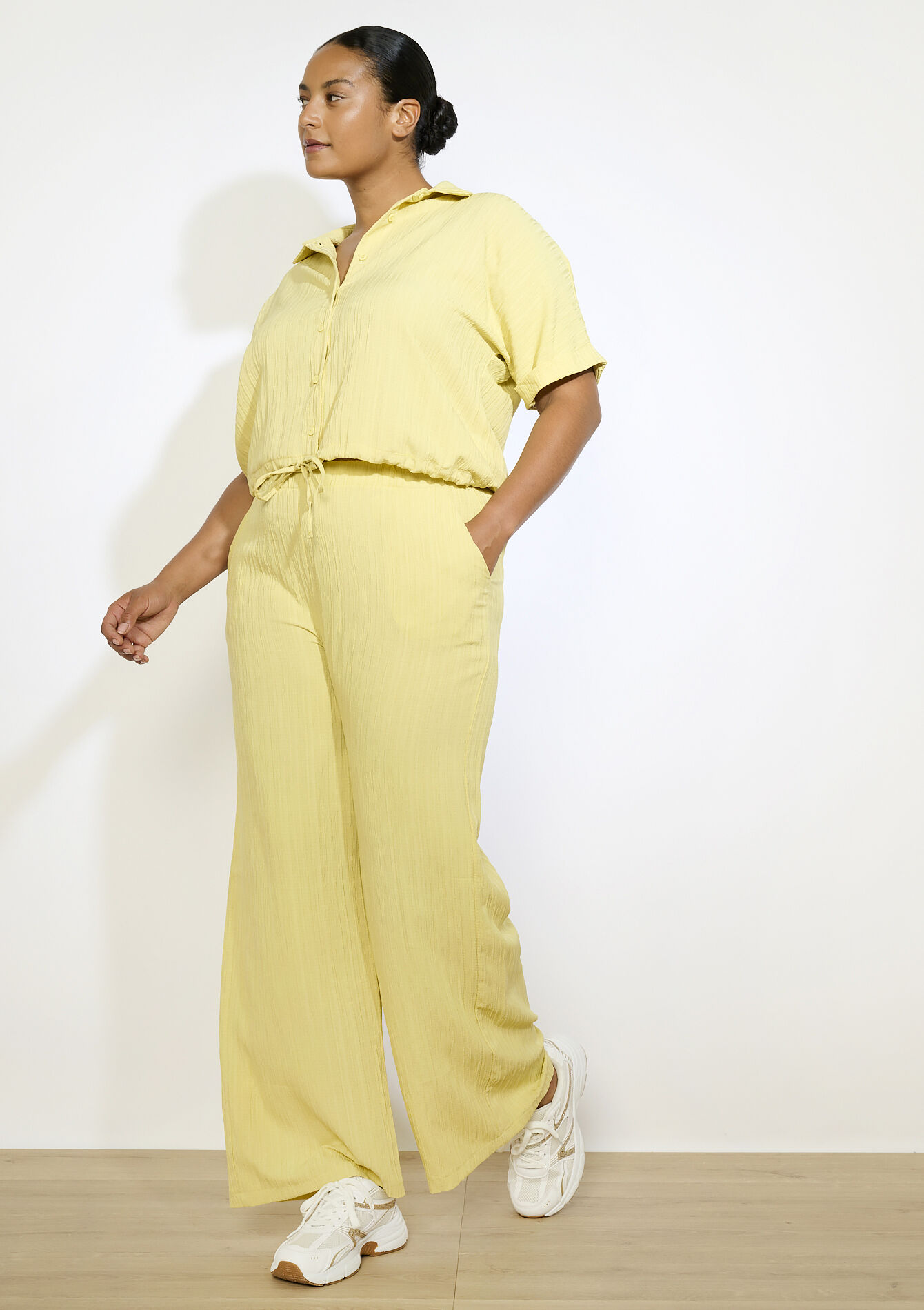 Pantalon fluide moderne, Pantalon fluide moderne - YELLOW PASTEL - 06601033_5004