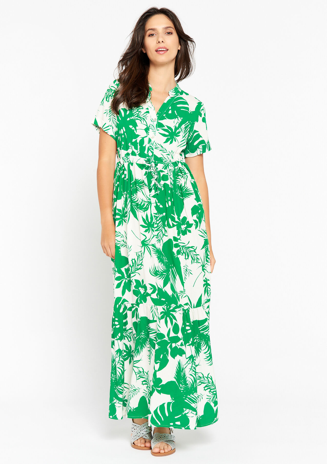 Maxi-jurk met bloemenprint - GREEN APPLE - 08602098_1783