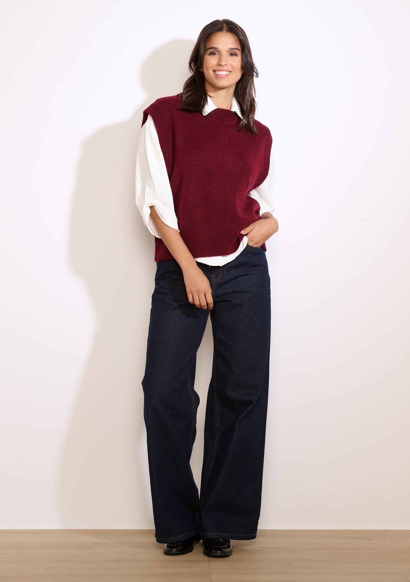 Mouwloze gebreide trui, Mouwloze gebreide trui - LT GREY - 04007086